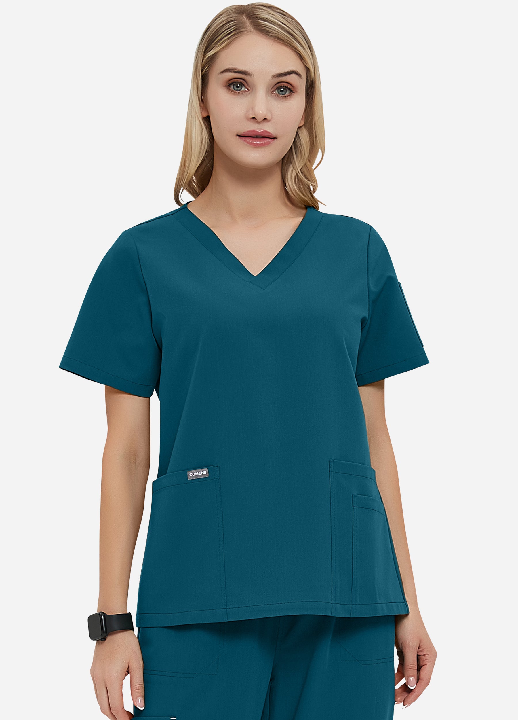 Formschönes Scrub-Top mit 4 Taschen und V-Ausschnitt für Damen