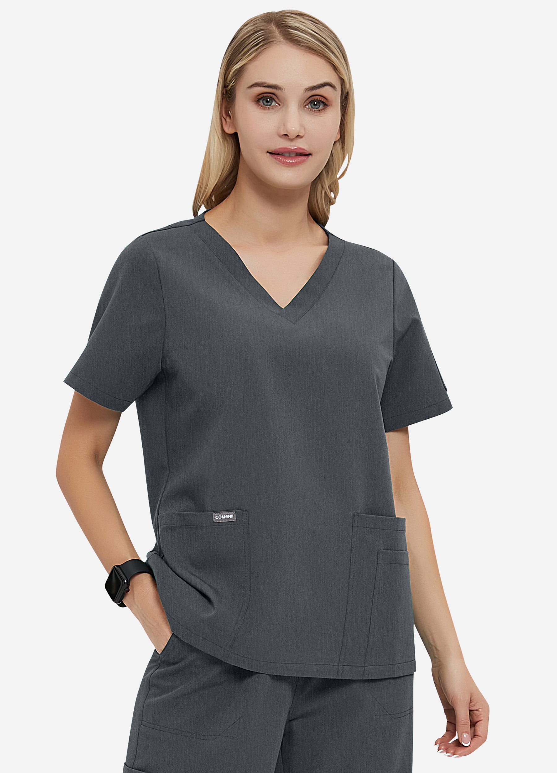 Formschönes Scrub-Top mit 4 Taschen und V-Ausschnitt für Damen