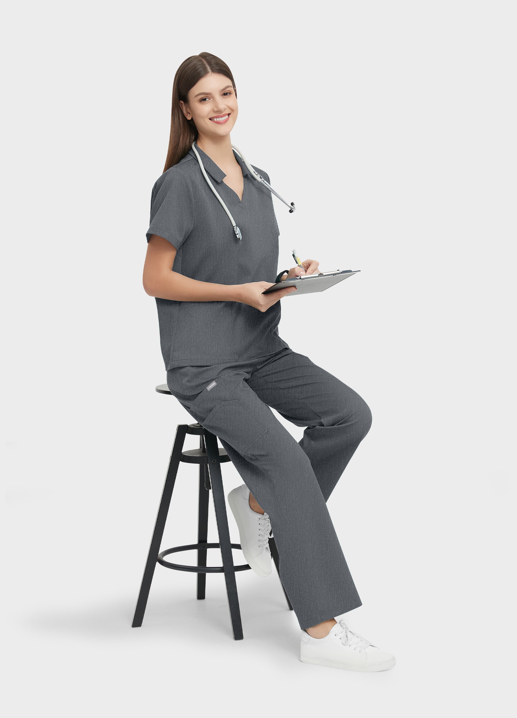 ElegCare™ 8-Pocket Collar Scrub Set