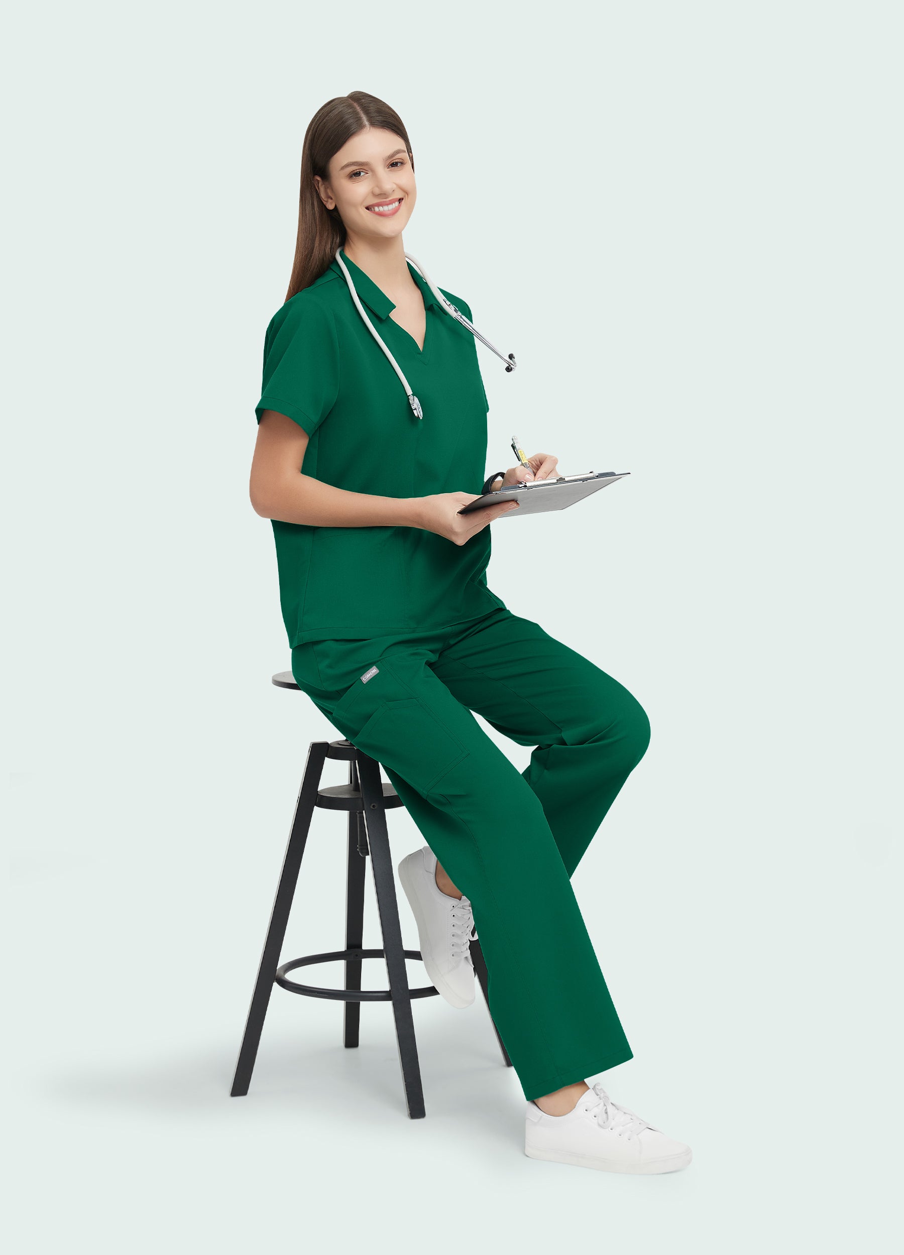 ElegCare™ 8-Pocket Collar Scrub Set