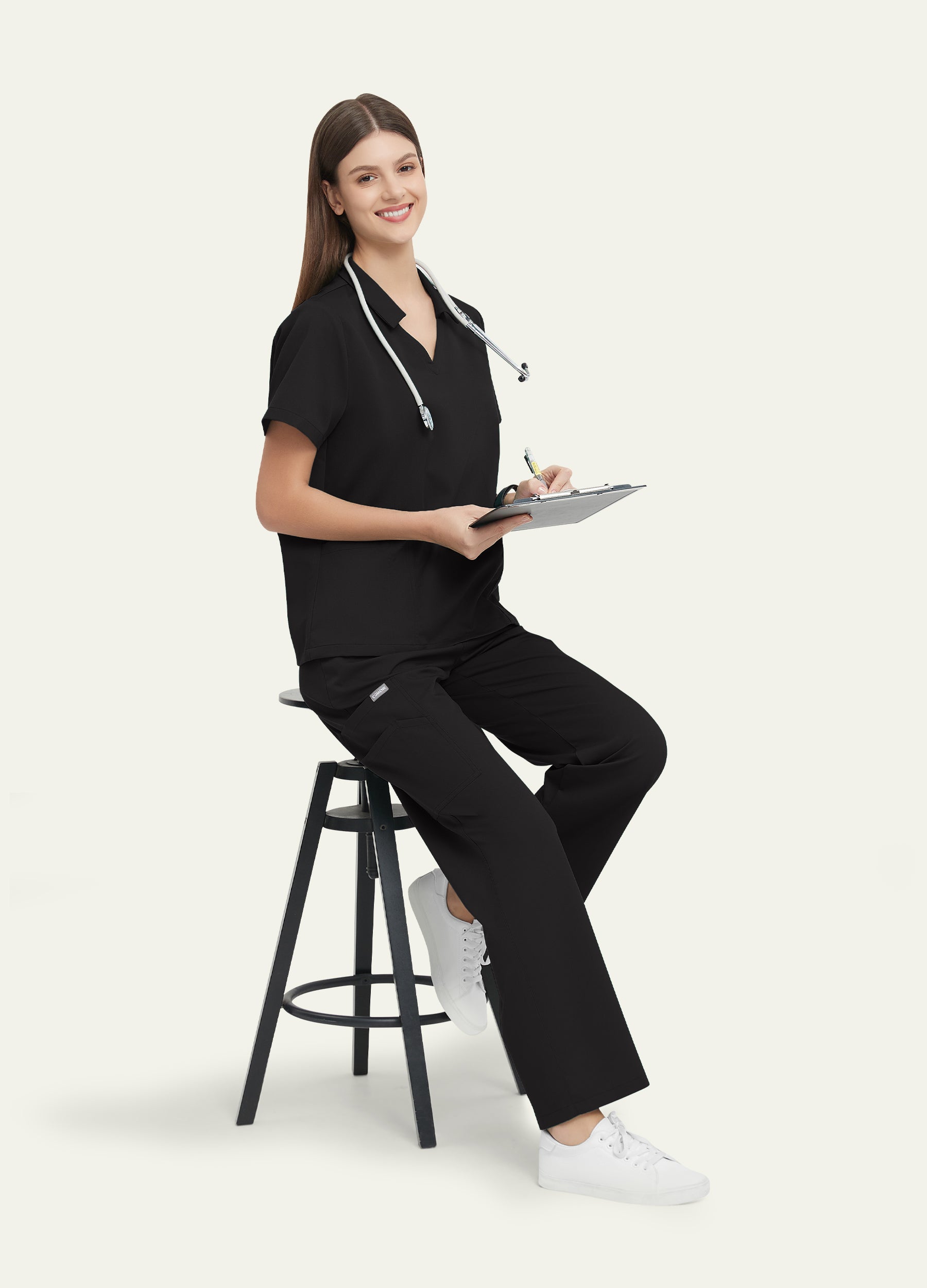 ElegCare™ 8-Pocket Collar Scrub Set