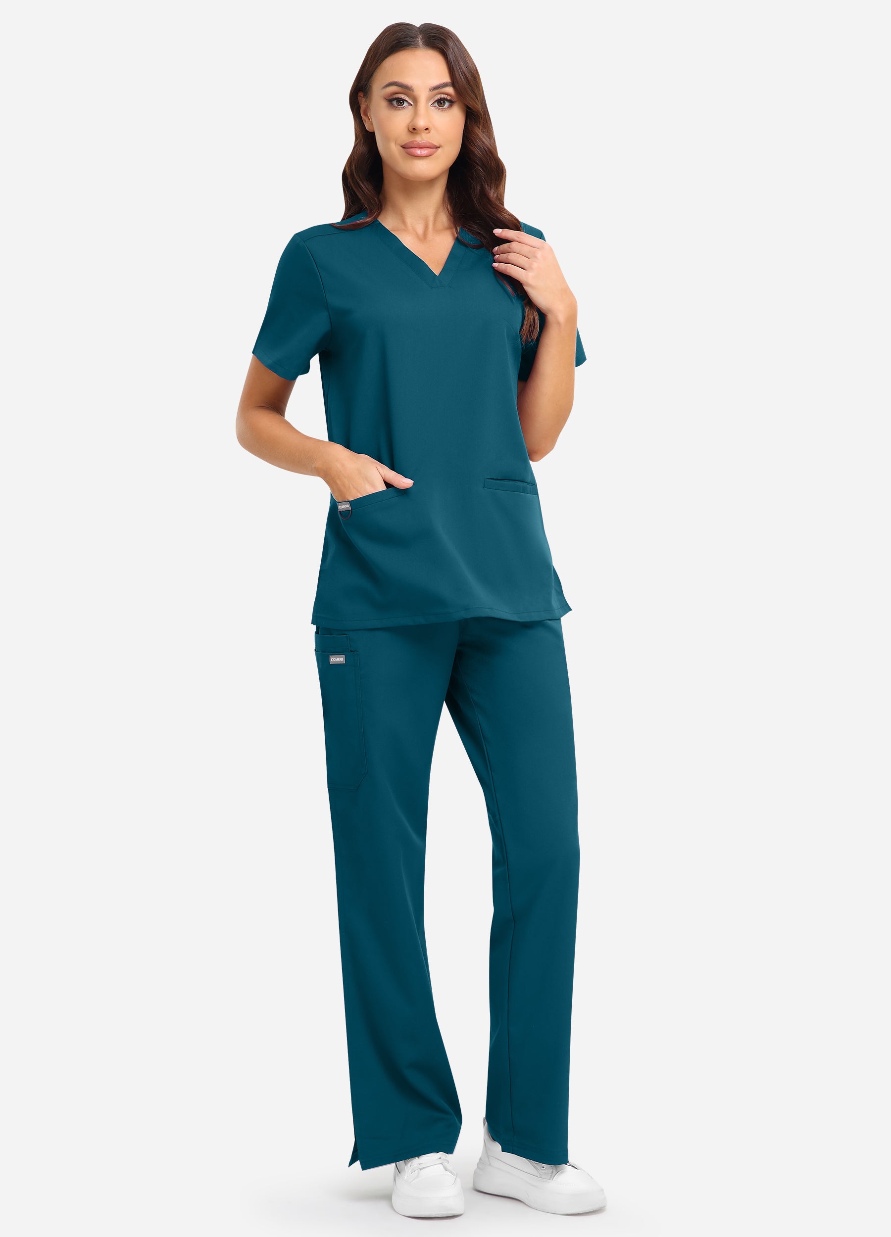 Pantalón médico cargo con 4 bolsillos para mujer