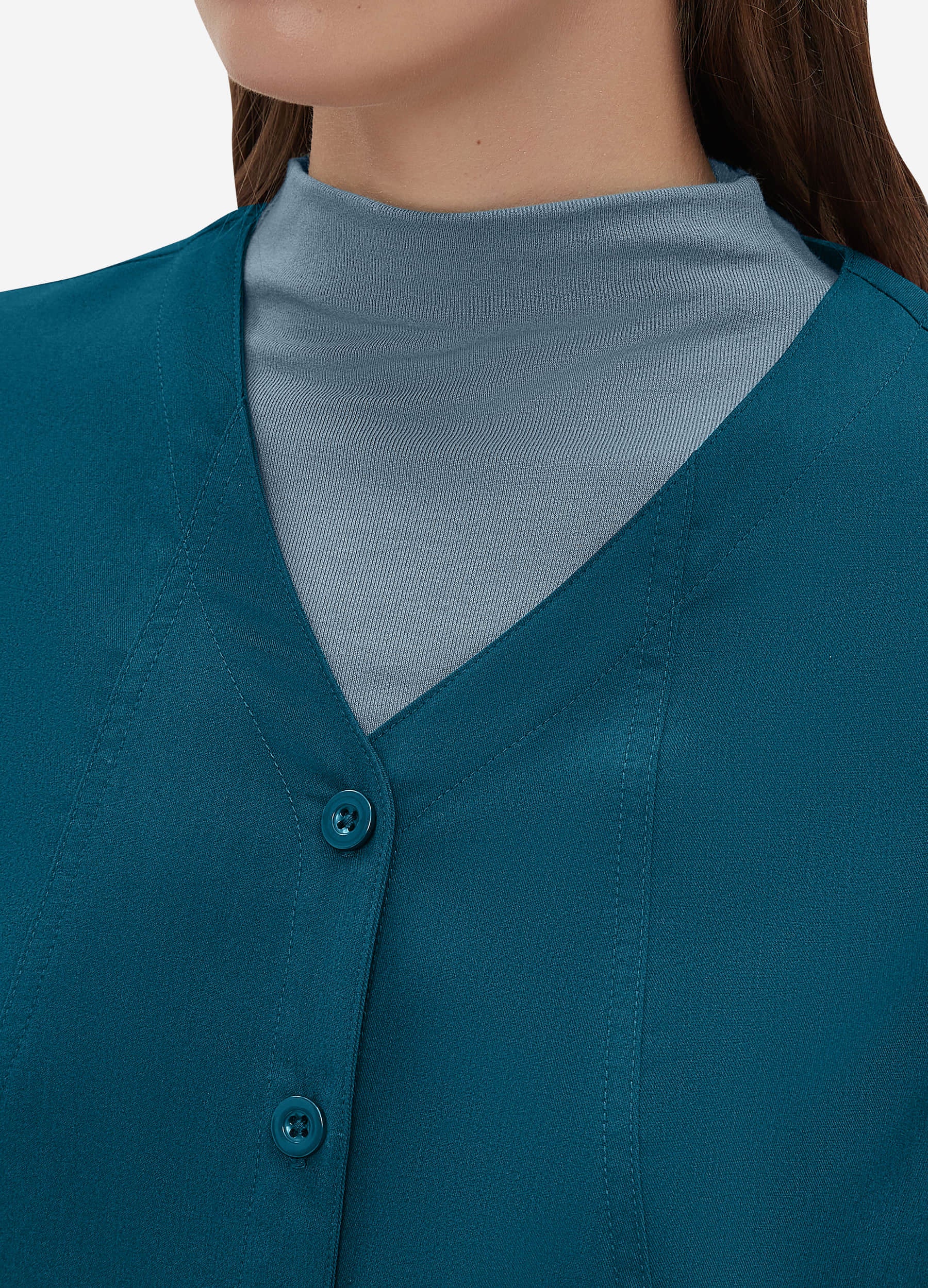 Blusa médica con 4 bolsillos y botones para mujer