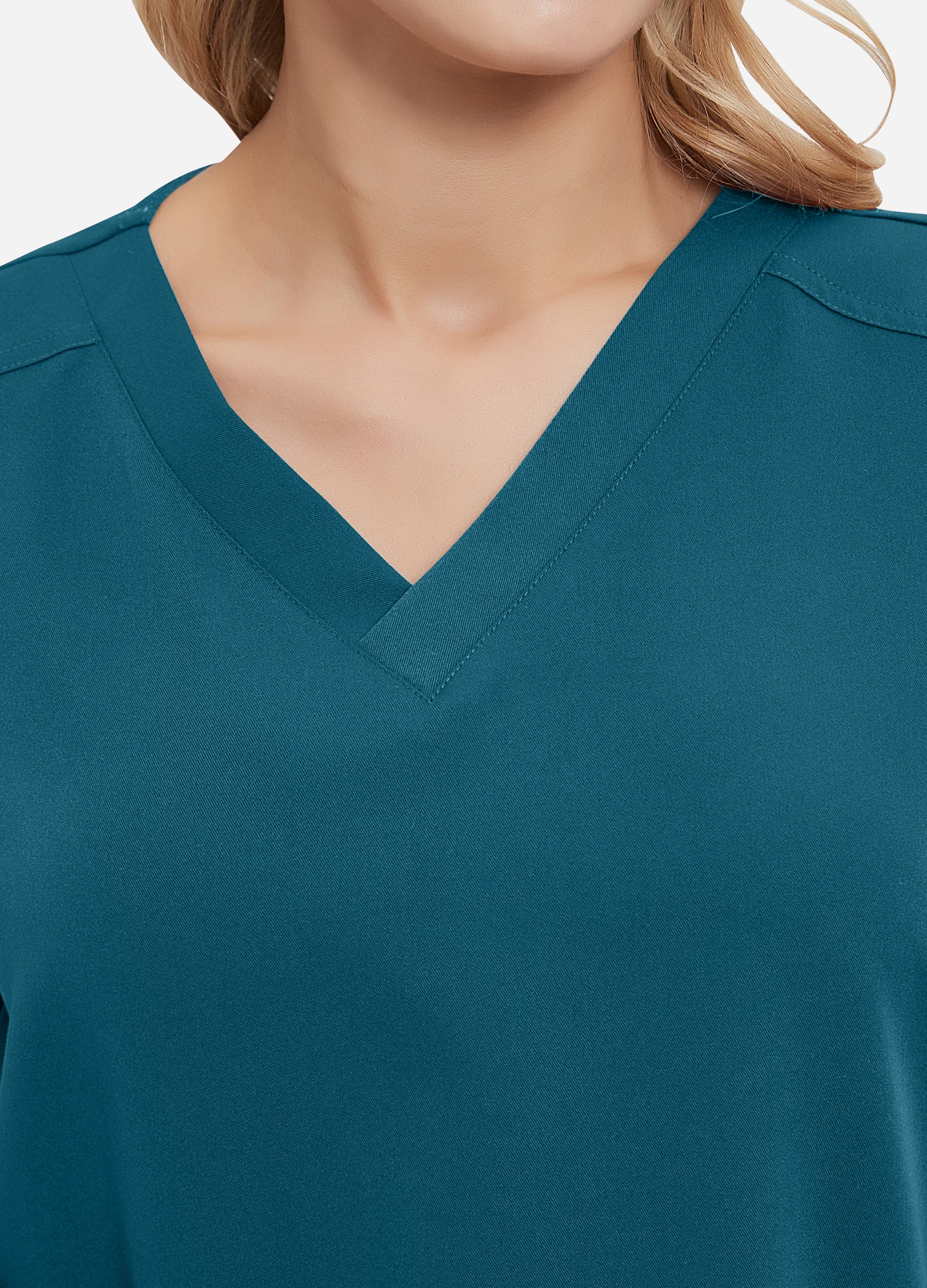 Blusa médica de 3 bolsillos con cierre vertical para mujer