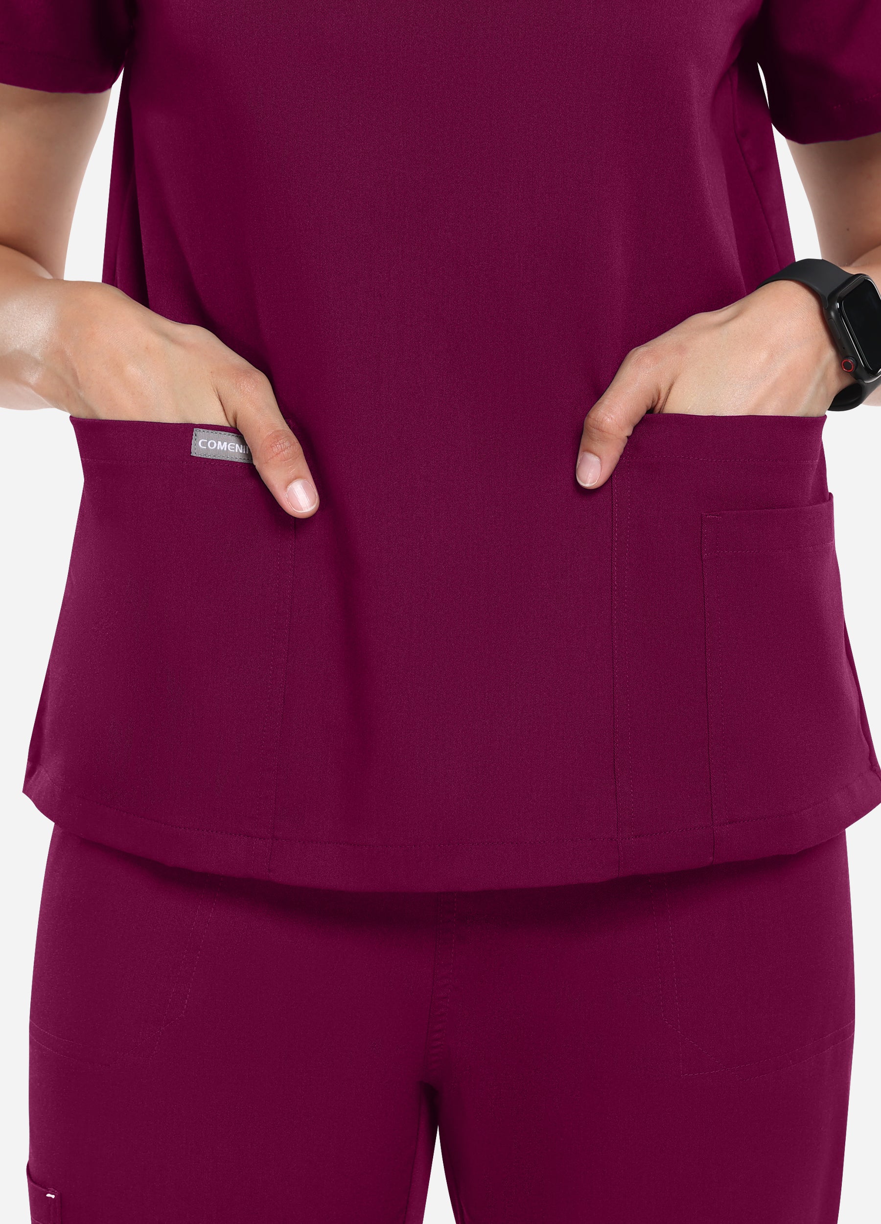 Blusa médica de 4 bolsillos con escote en V para mujer