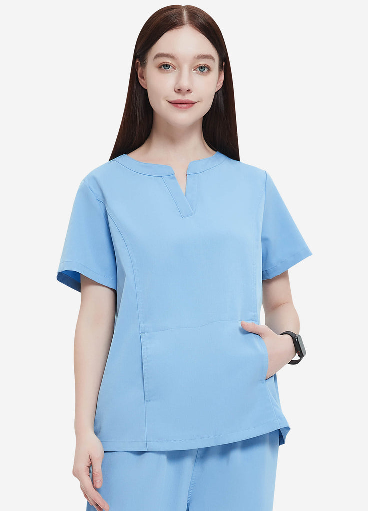 Blusa médica con 1 bolsillo en la parte delantera para mujer