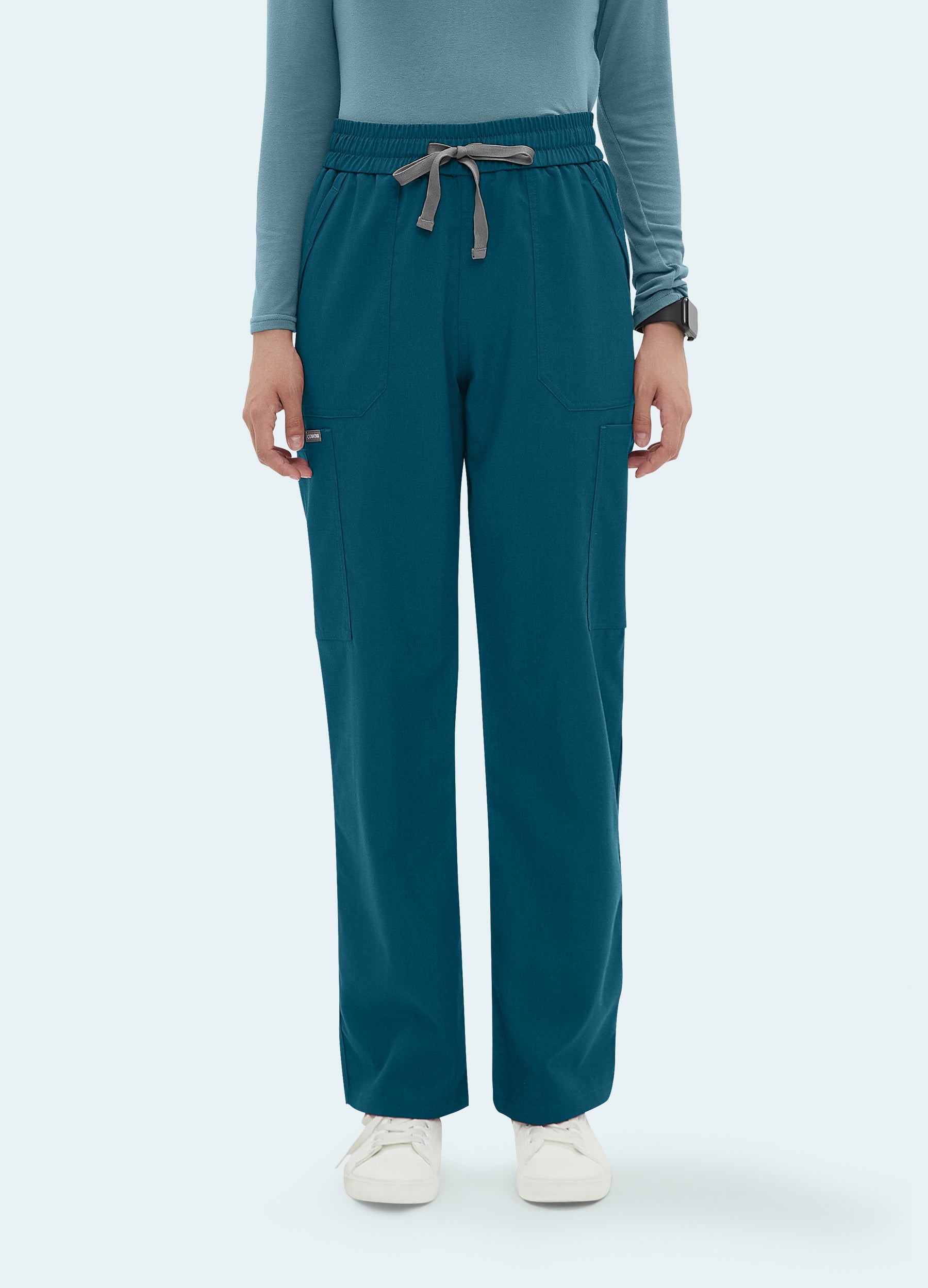 Pantalón recto médico de 6 bolsillos para mujer