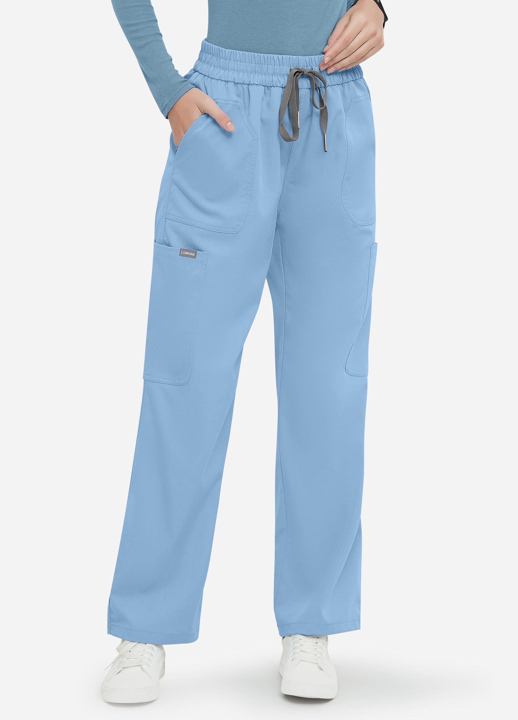 Pantalón médico con 4 bolsillos en la cintura para mujer