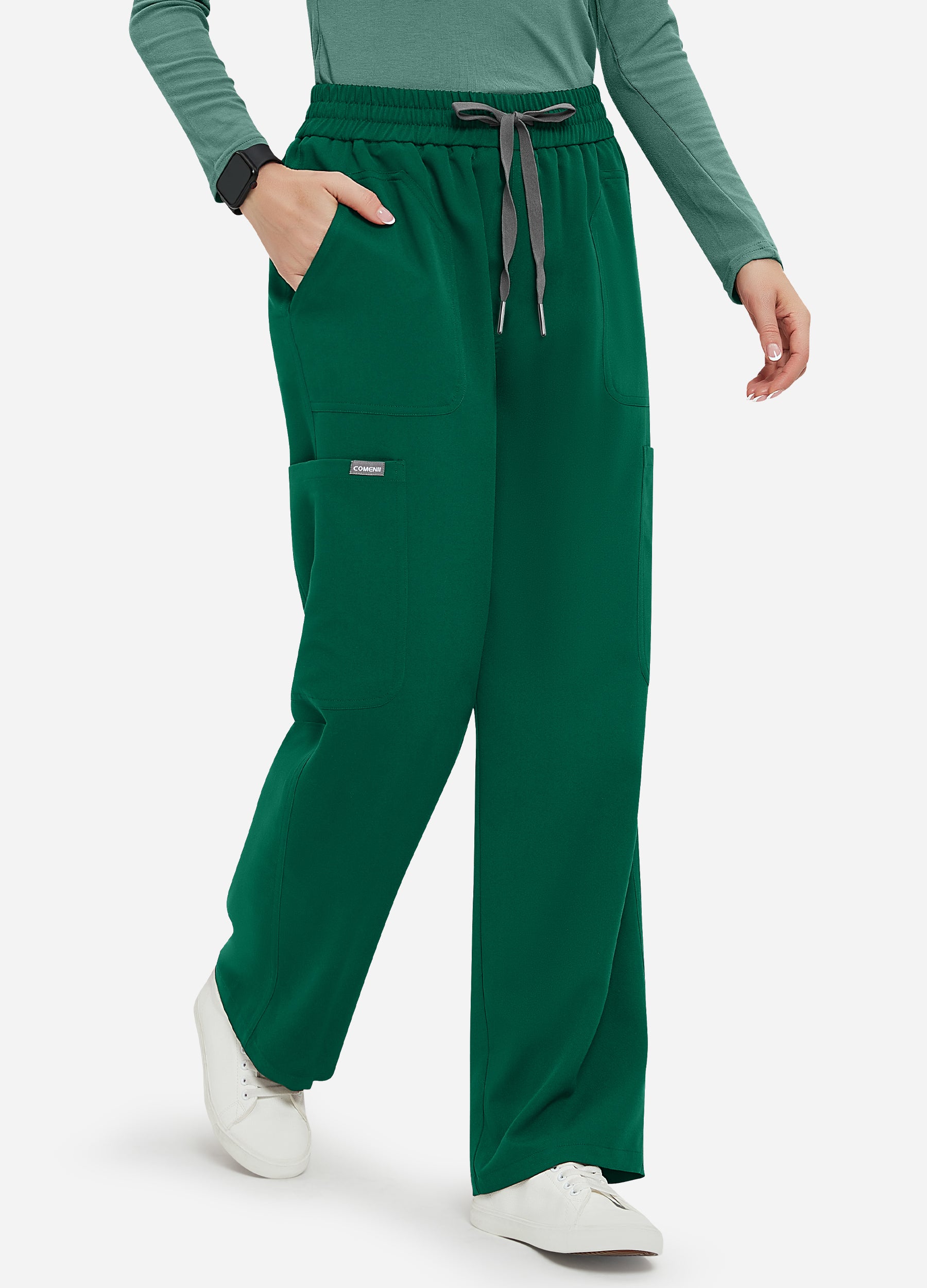 Pantalón médico con 4 bolsillos en la cintura para mujer