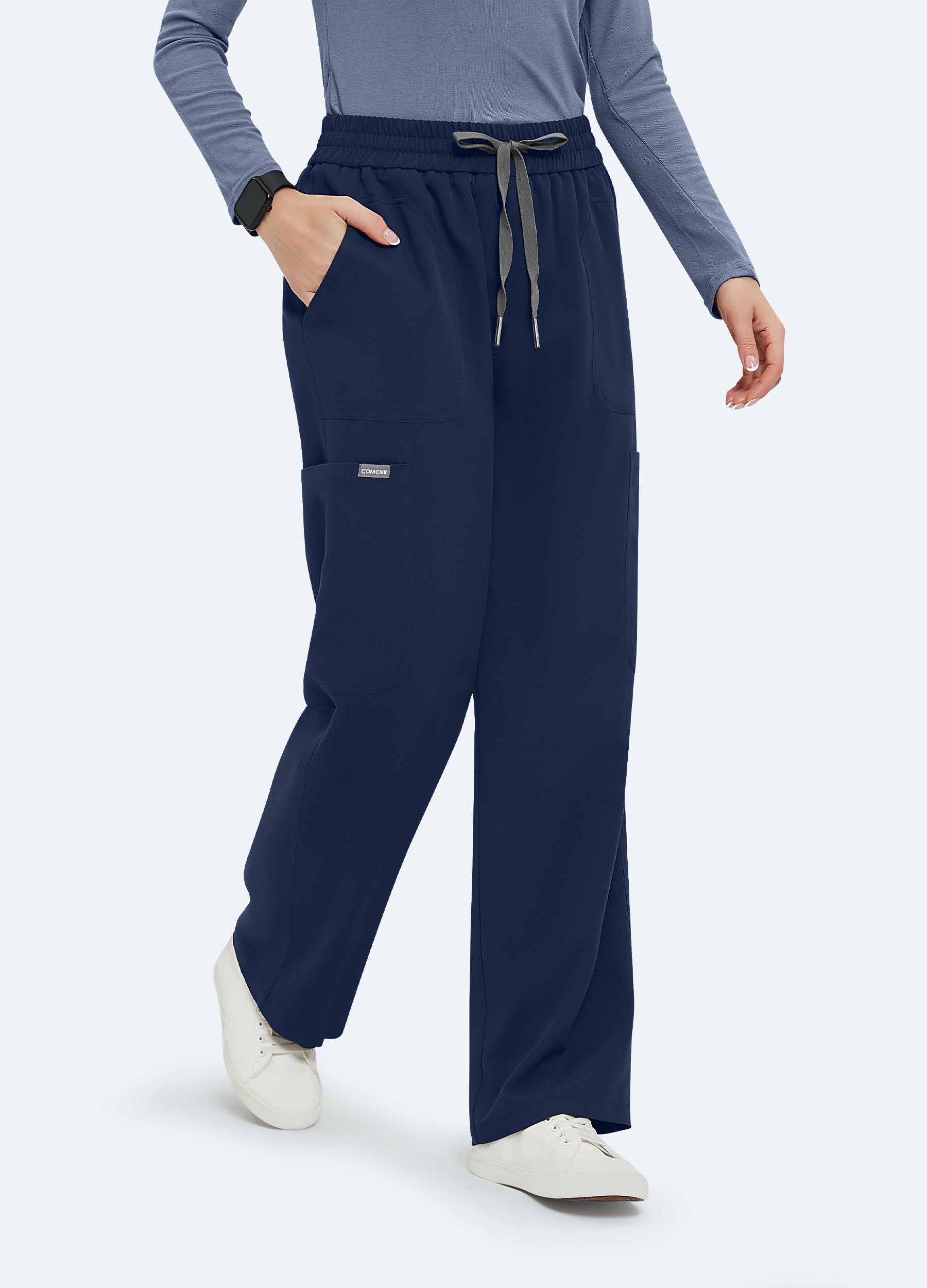 Pantalón médico con 4 bolsillos en la cintura para mujer