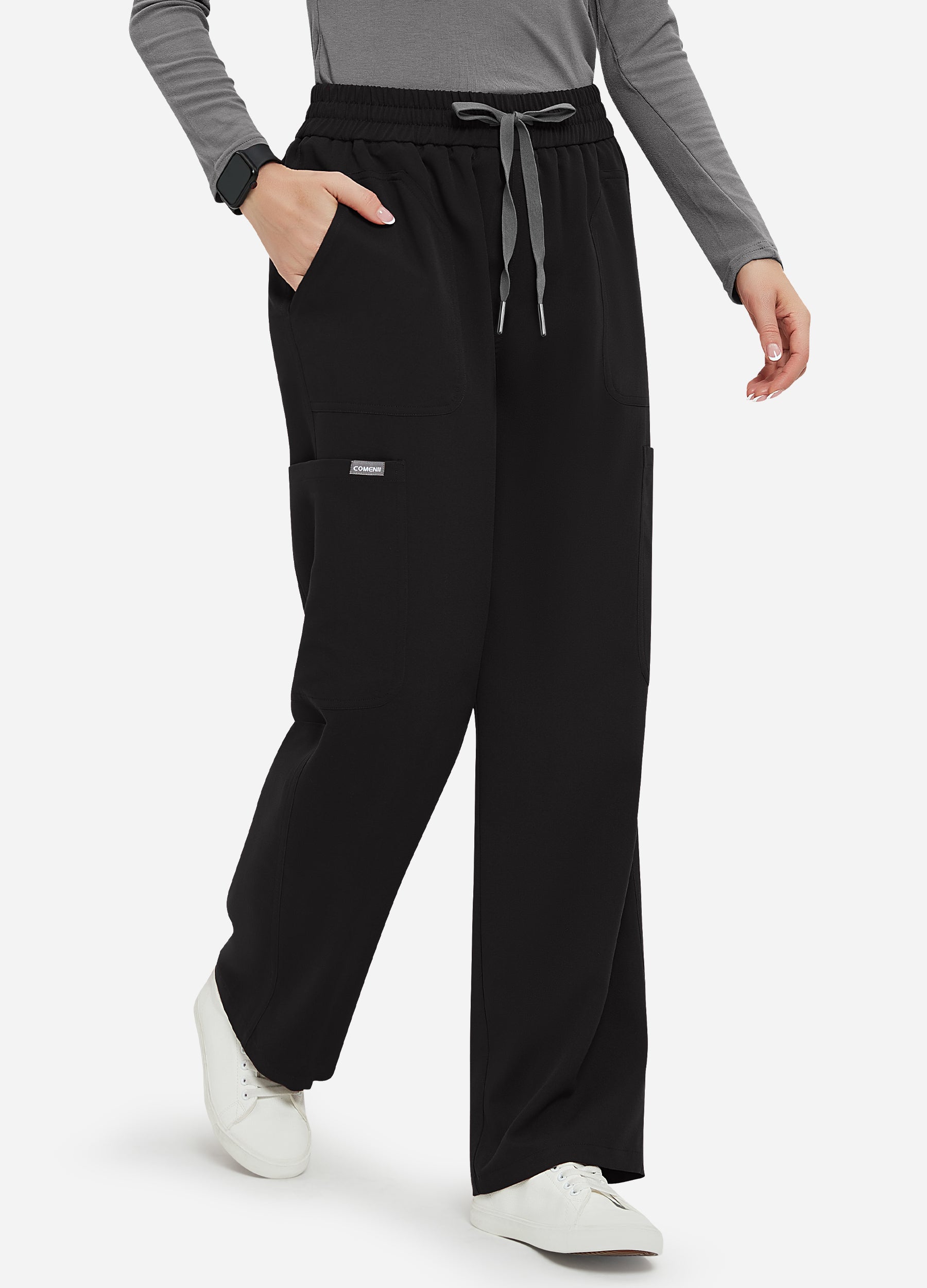 Pantalón médico con 4 bolsillos en la cintura para mujer