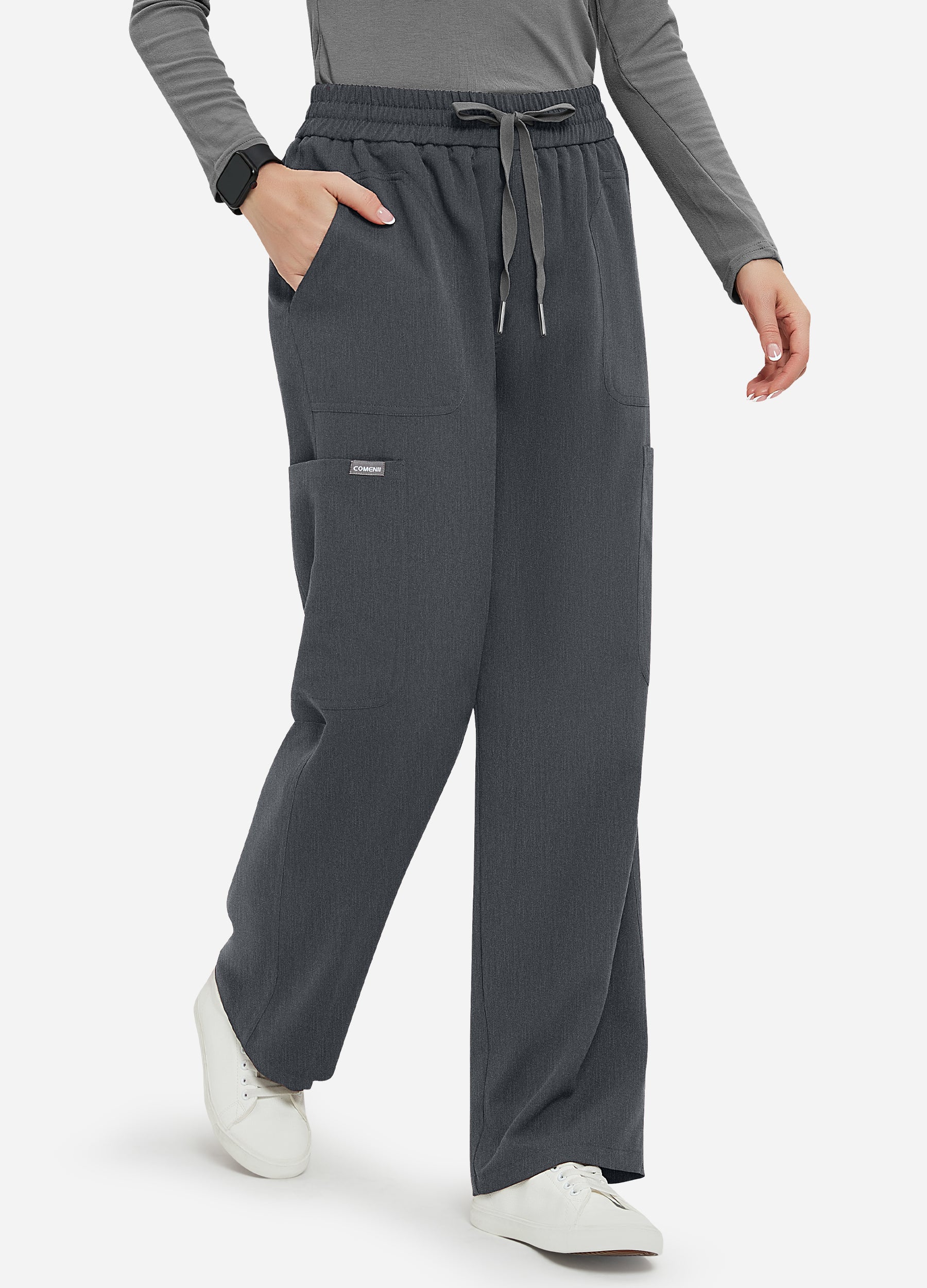 Pantalón médico con 4 bolsillos en la cintura para mujer