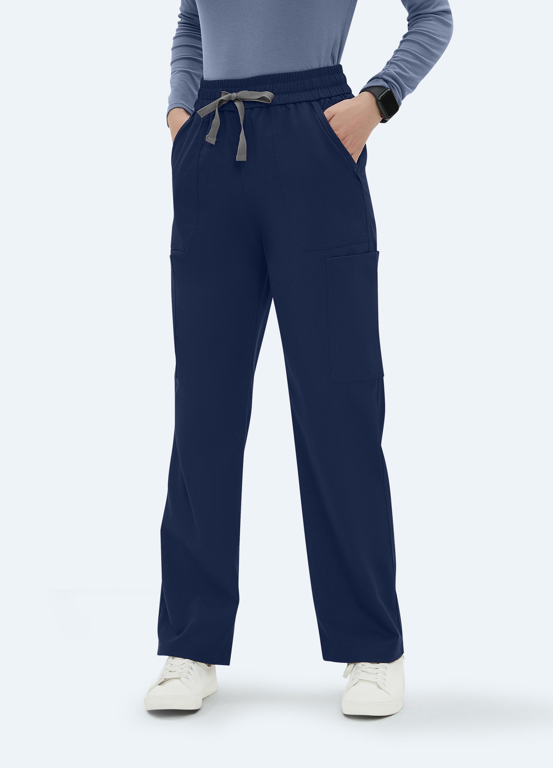 6-Pockets Scrub Straight-Hose für Damen