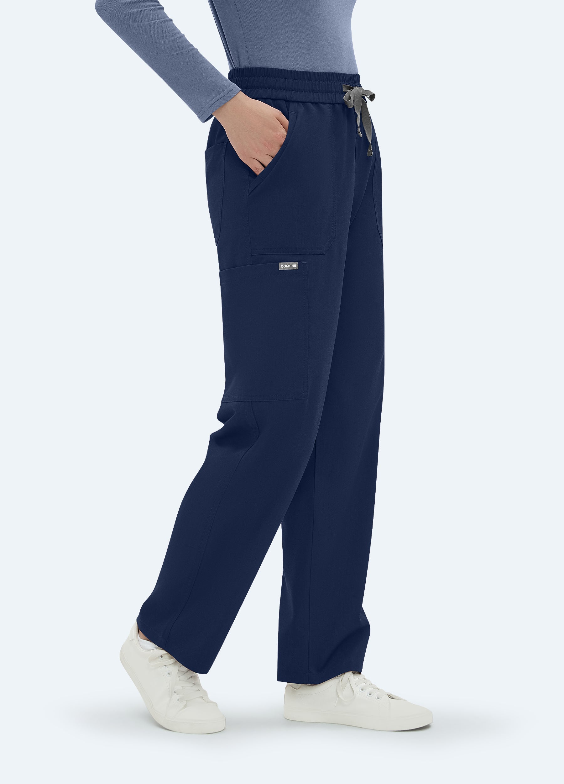 6-Pockets Scrub Straight-Hose für Damen