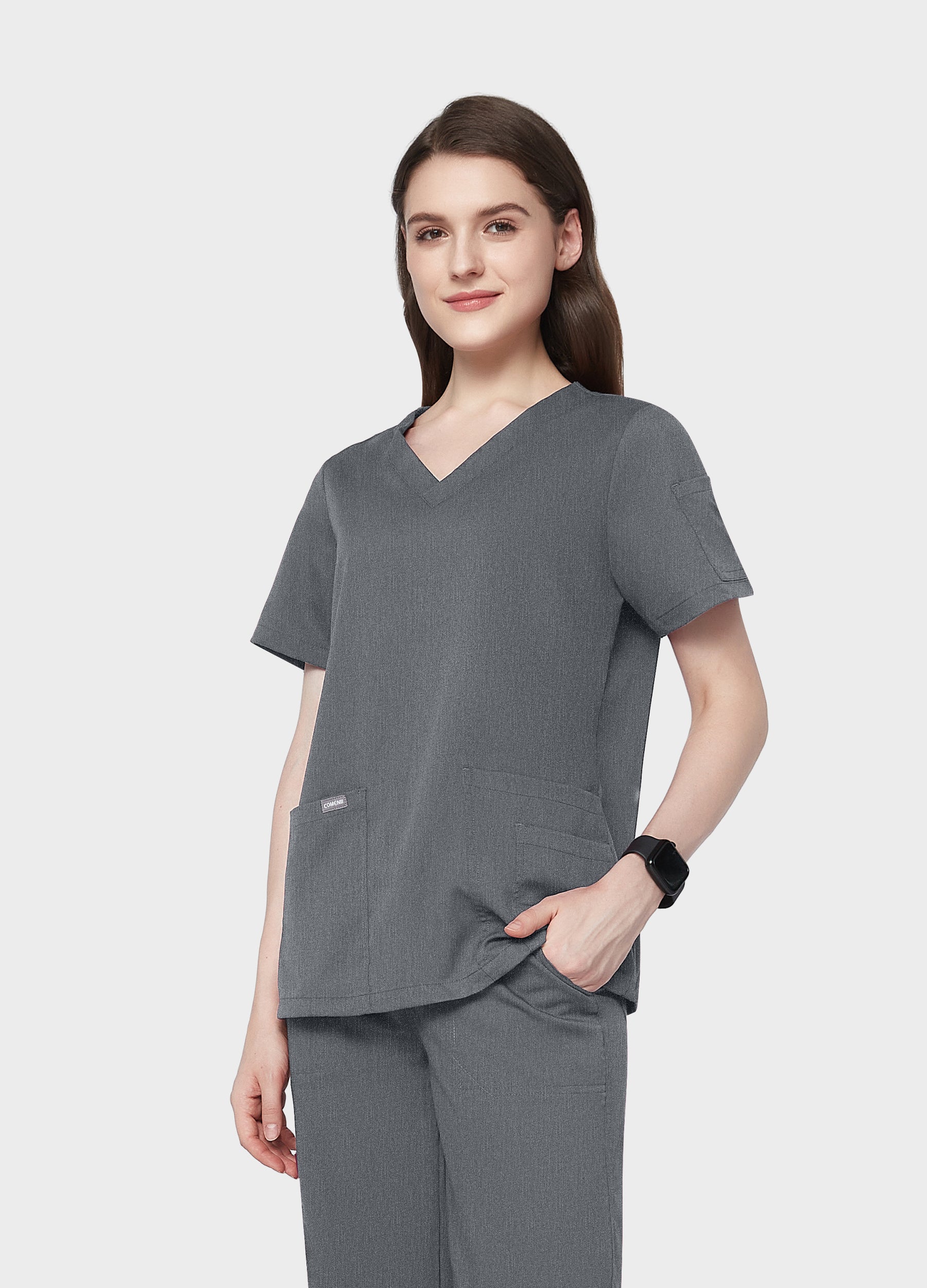 Formschönes Scrub-Top mit 4 Taschen und V-Ausschnitt für Damen