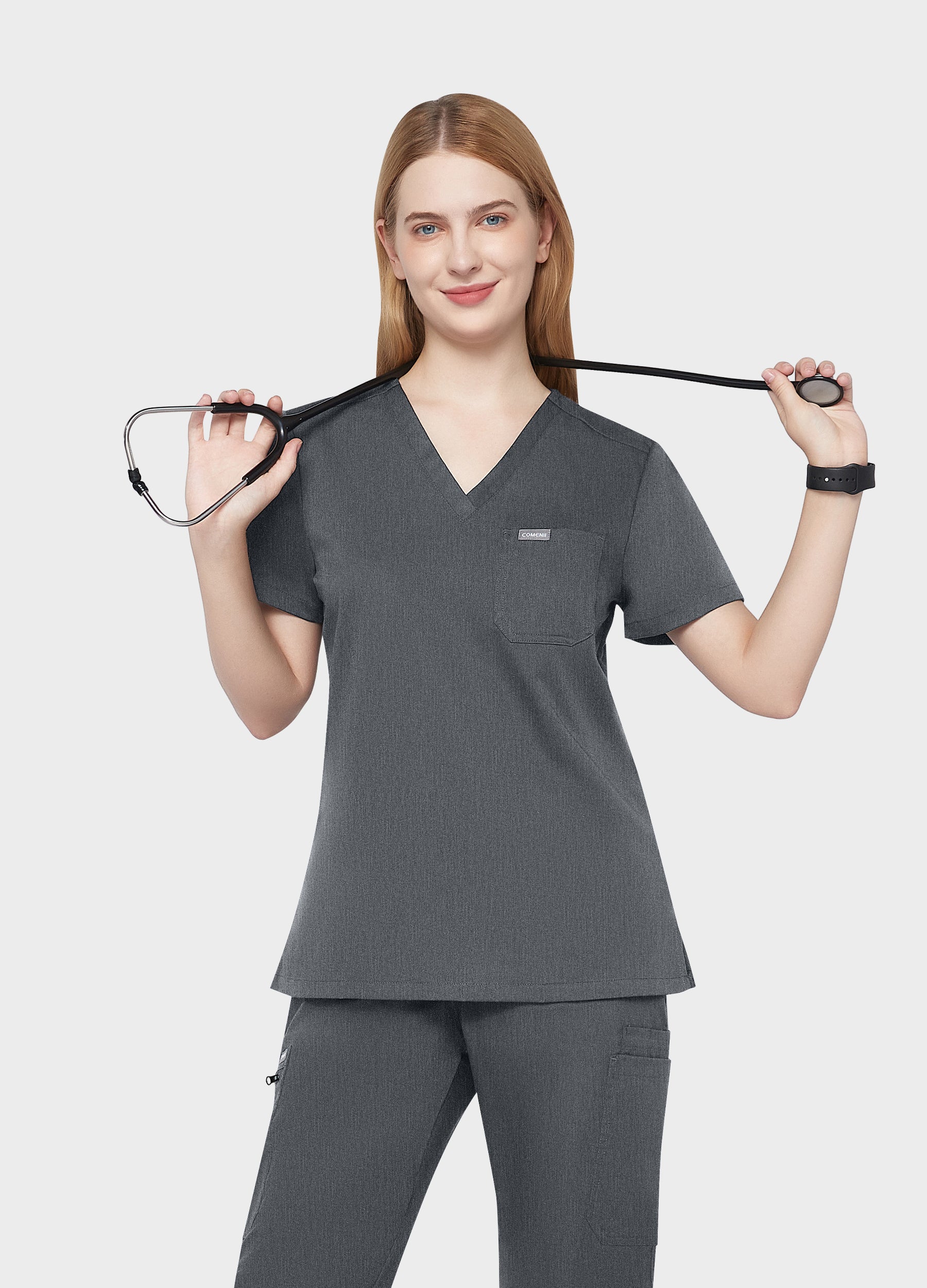 Modernes 1-Pocket-Scrub-Top für Damen