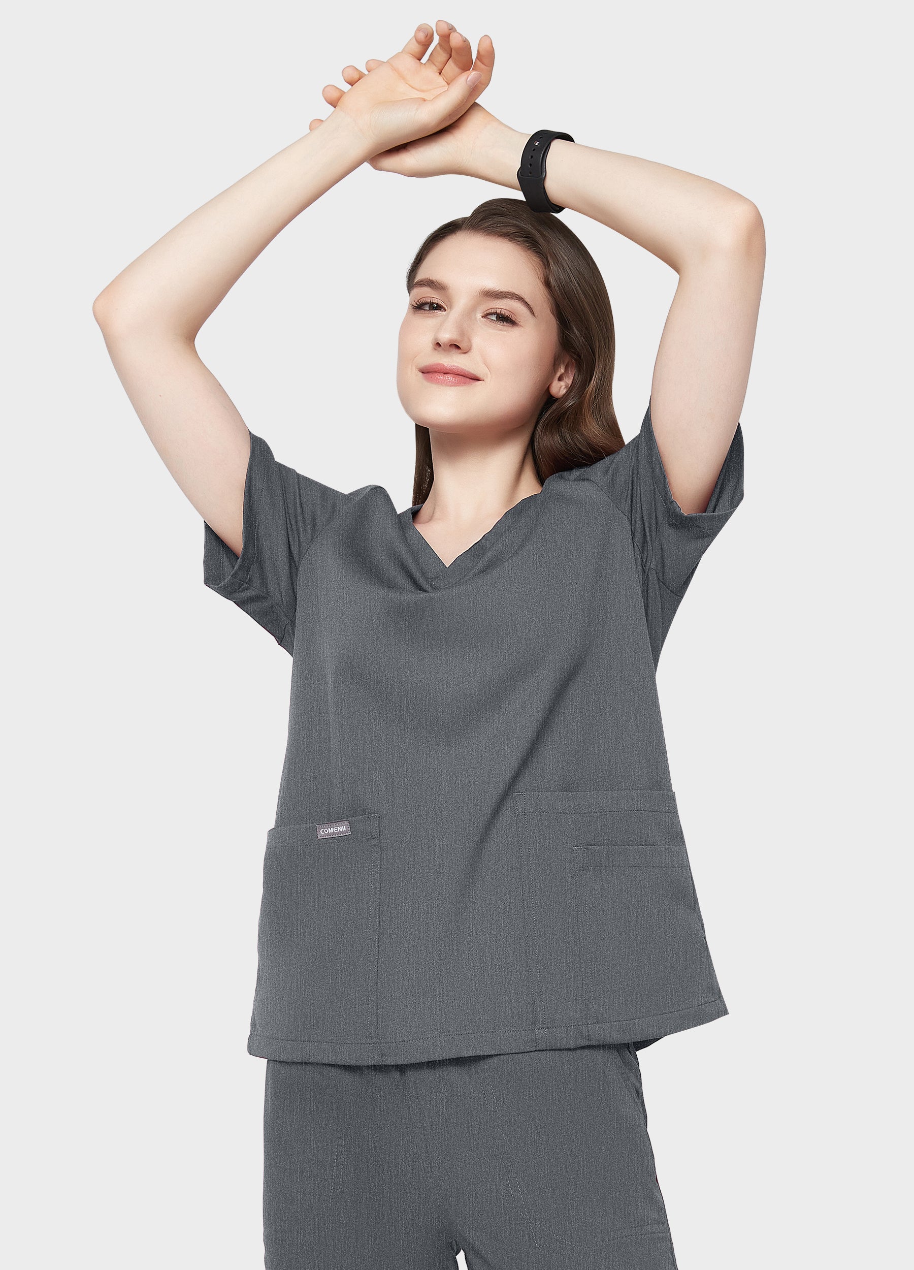 Formschönes Scrub-Top mit 4 Taschen und V-Ausschnitt für Damen