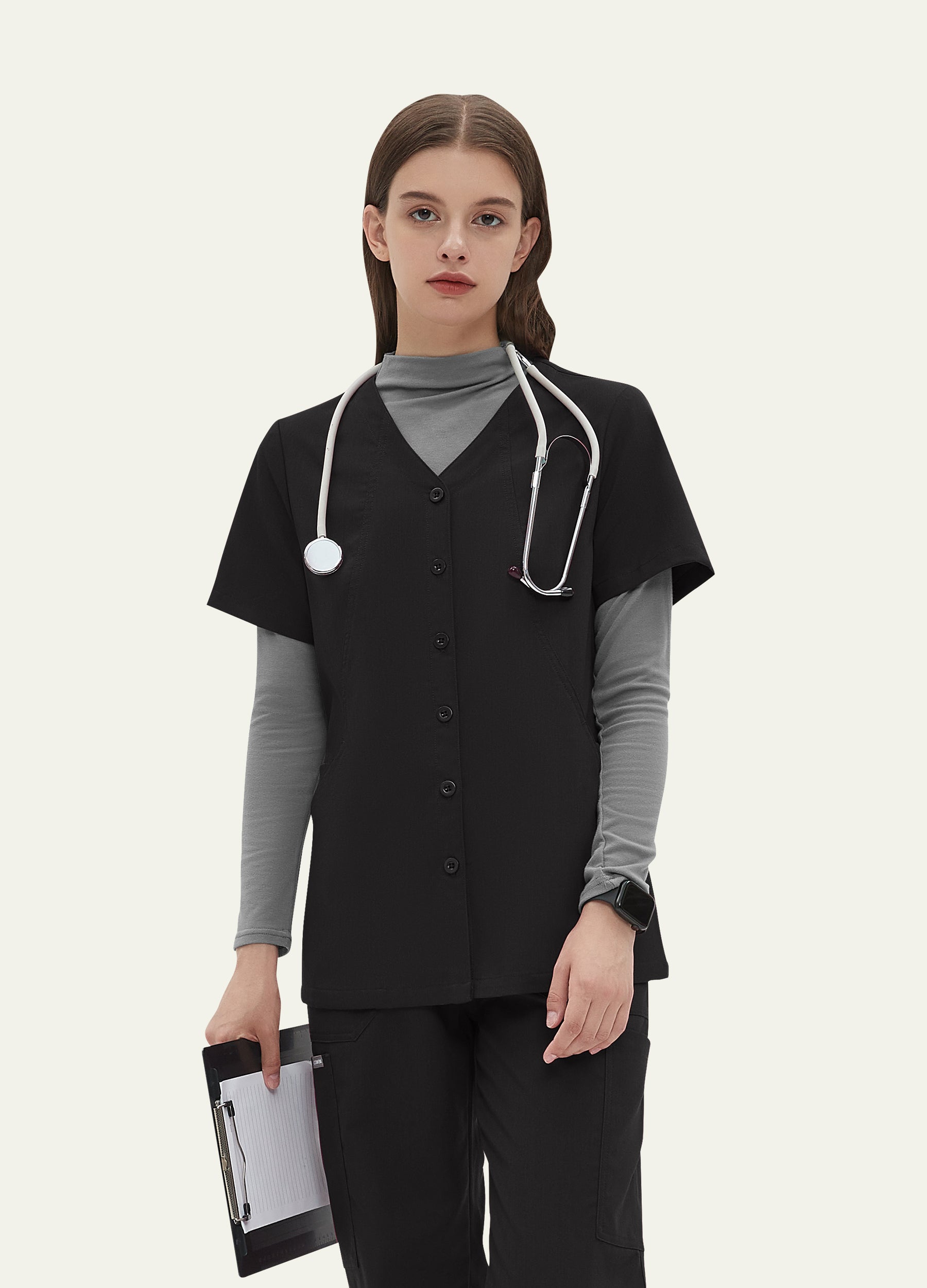 ProEase™ Button Scrub Top