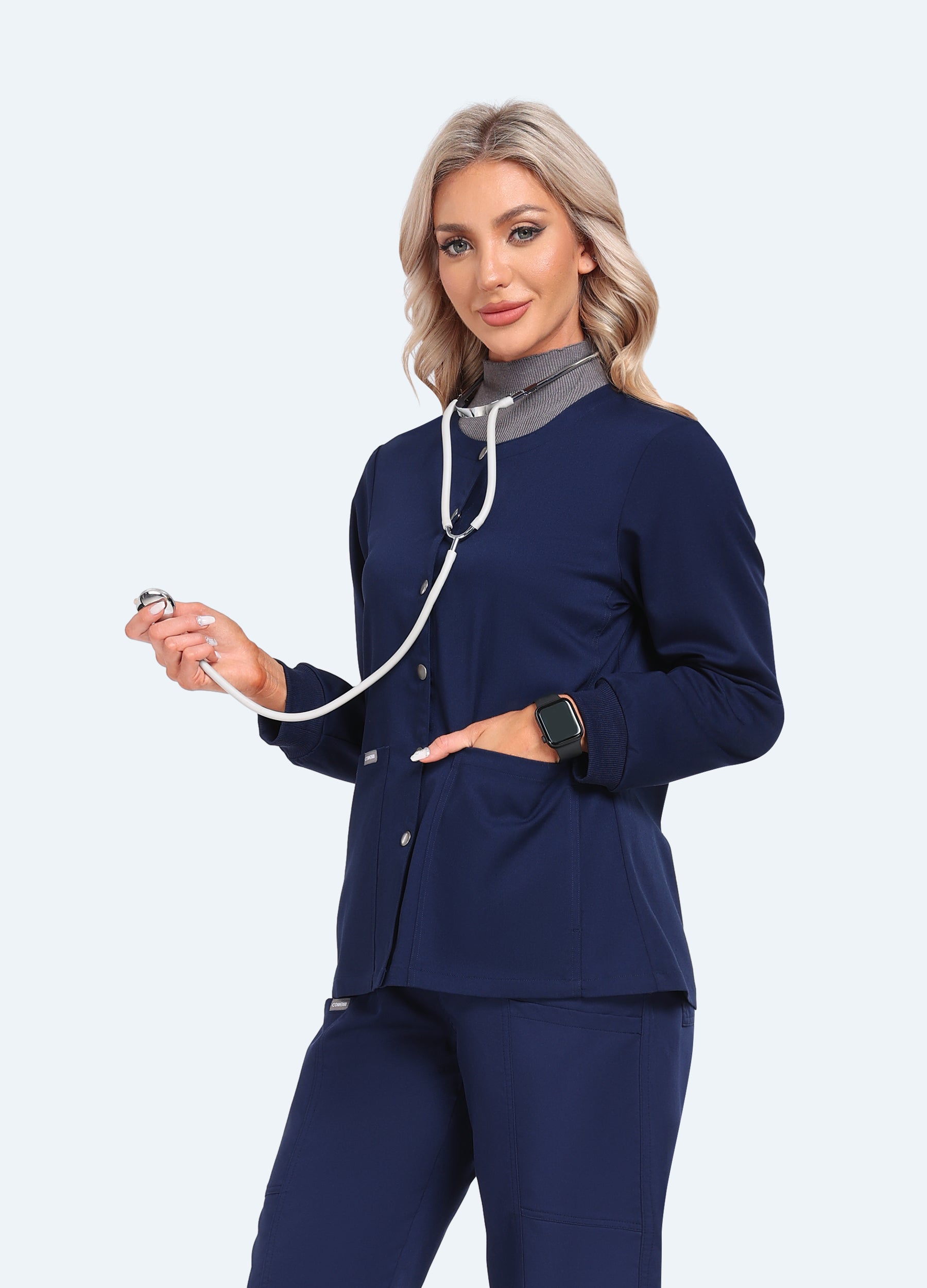 ProEase™ Button Up Scrub Jacket