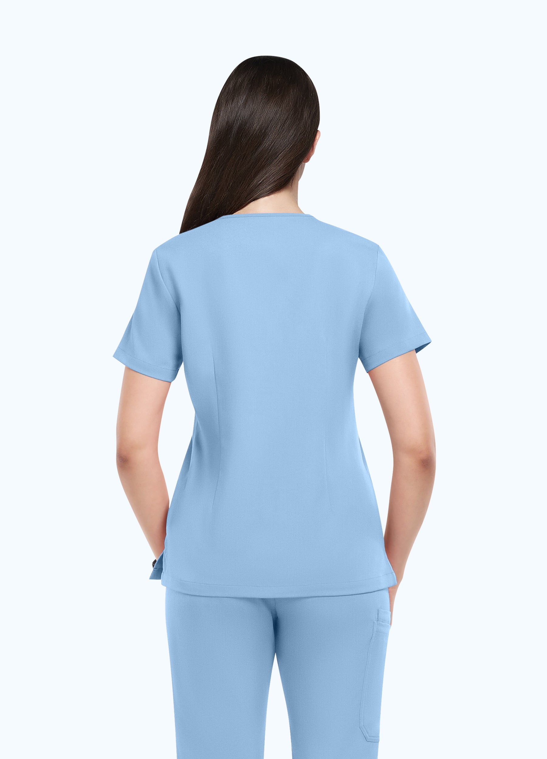 Blusa médica entallada con escote en V y 3 bolsillos para mujer