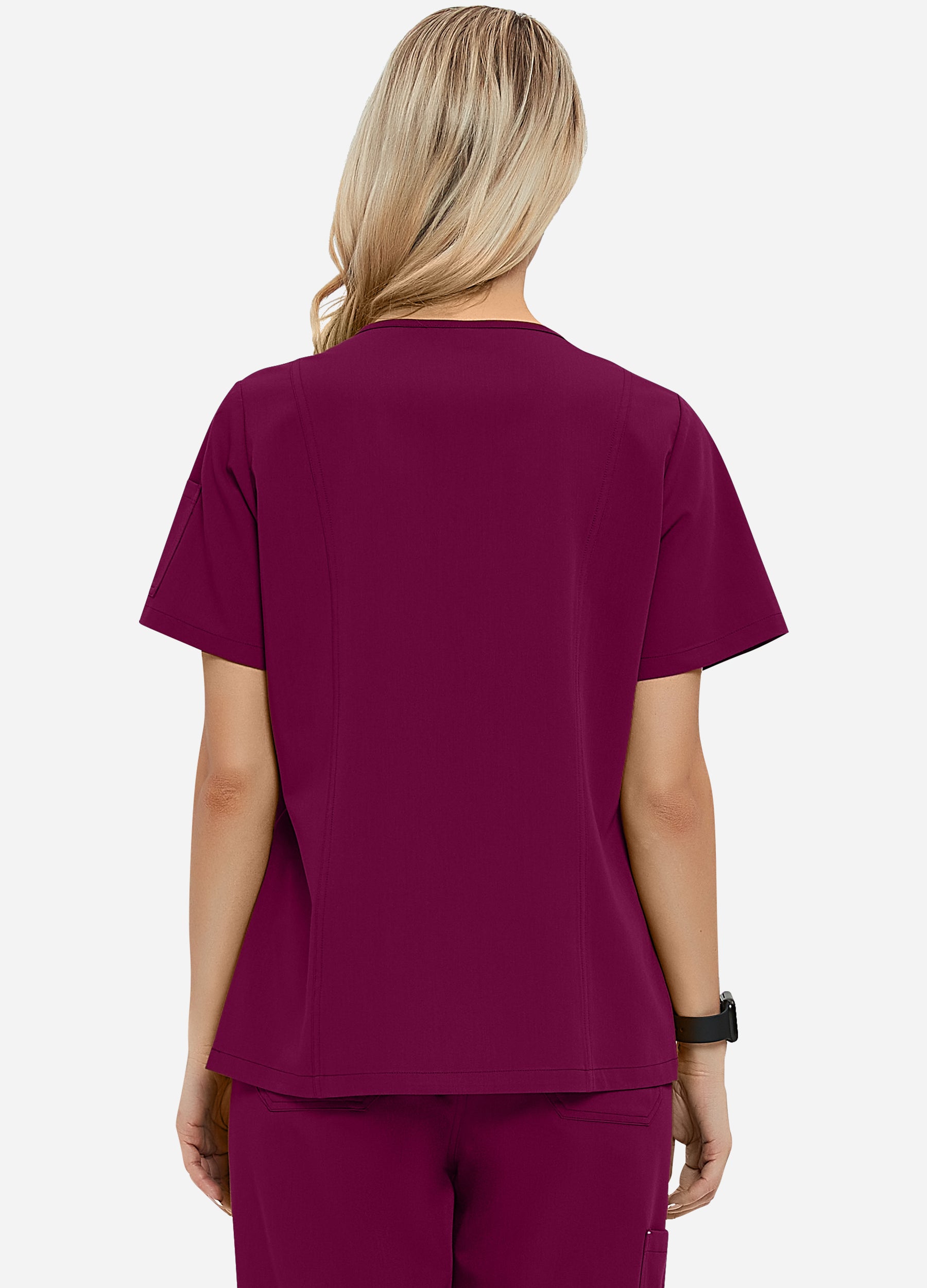 Blusa médica de 4 bolsillos con escote en V para mujer