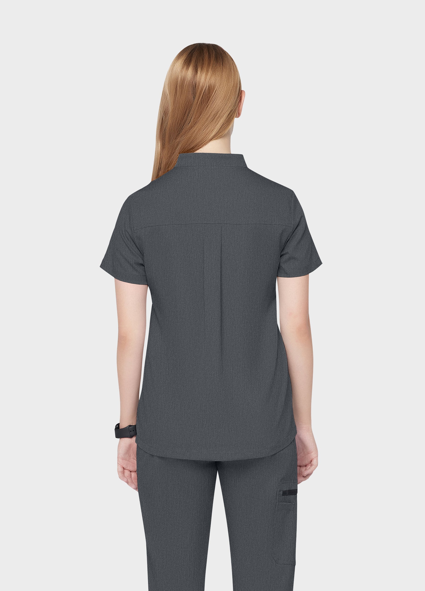 Haut d'uniforme médical à 3 poches et col mao pour femme