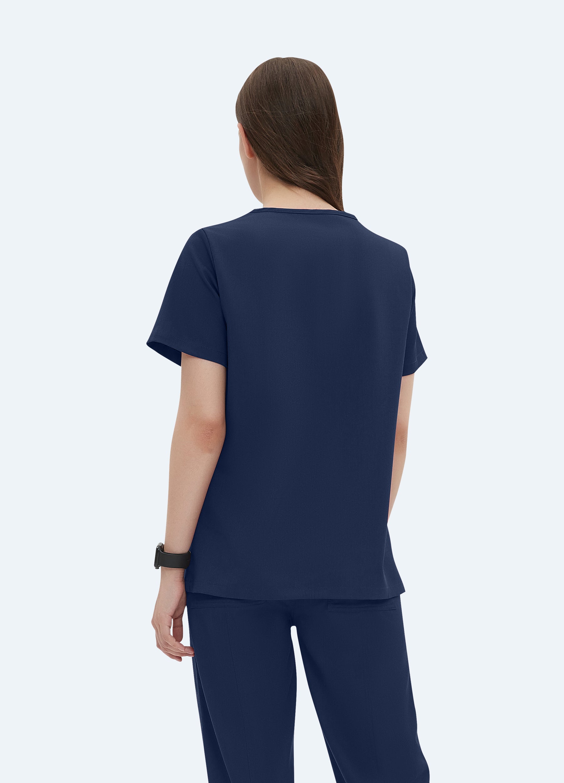 4-Taschen-Doppelschicht-/Farben-V-Scrub-Top für Damen