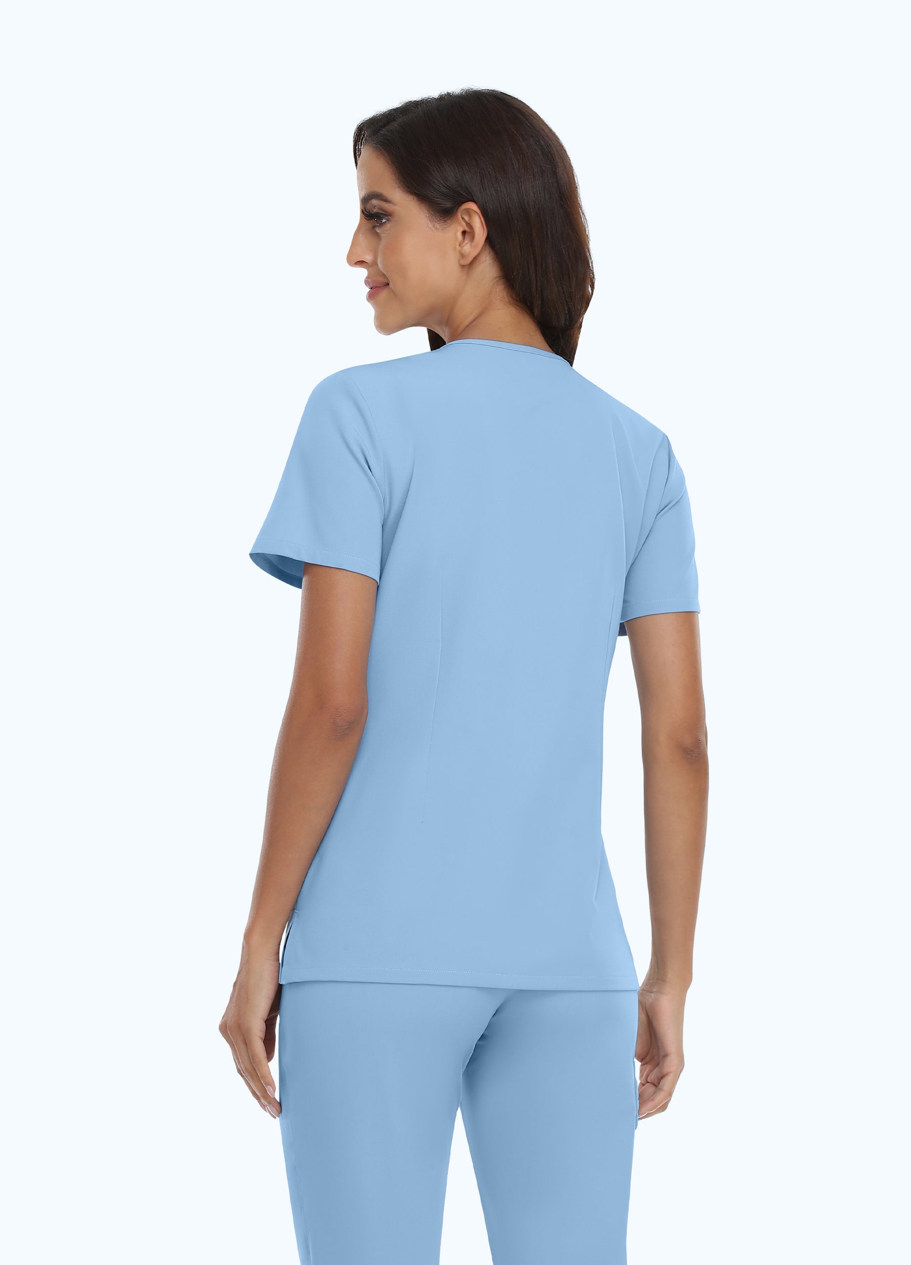 Haut d'uniforme médical basique à 2 poches et encolure en V pour femme