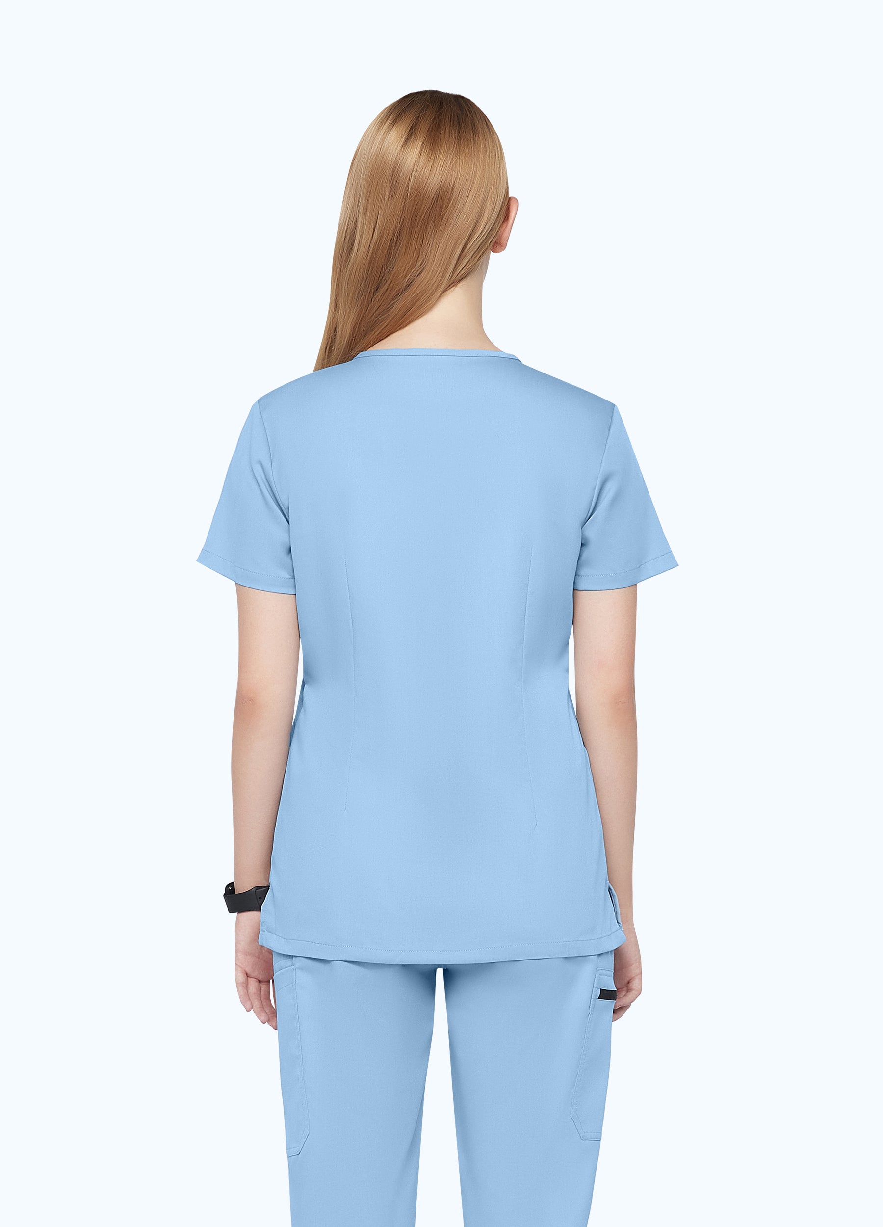 Blusa médica moderna con 1 bolsillo para mujer