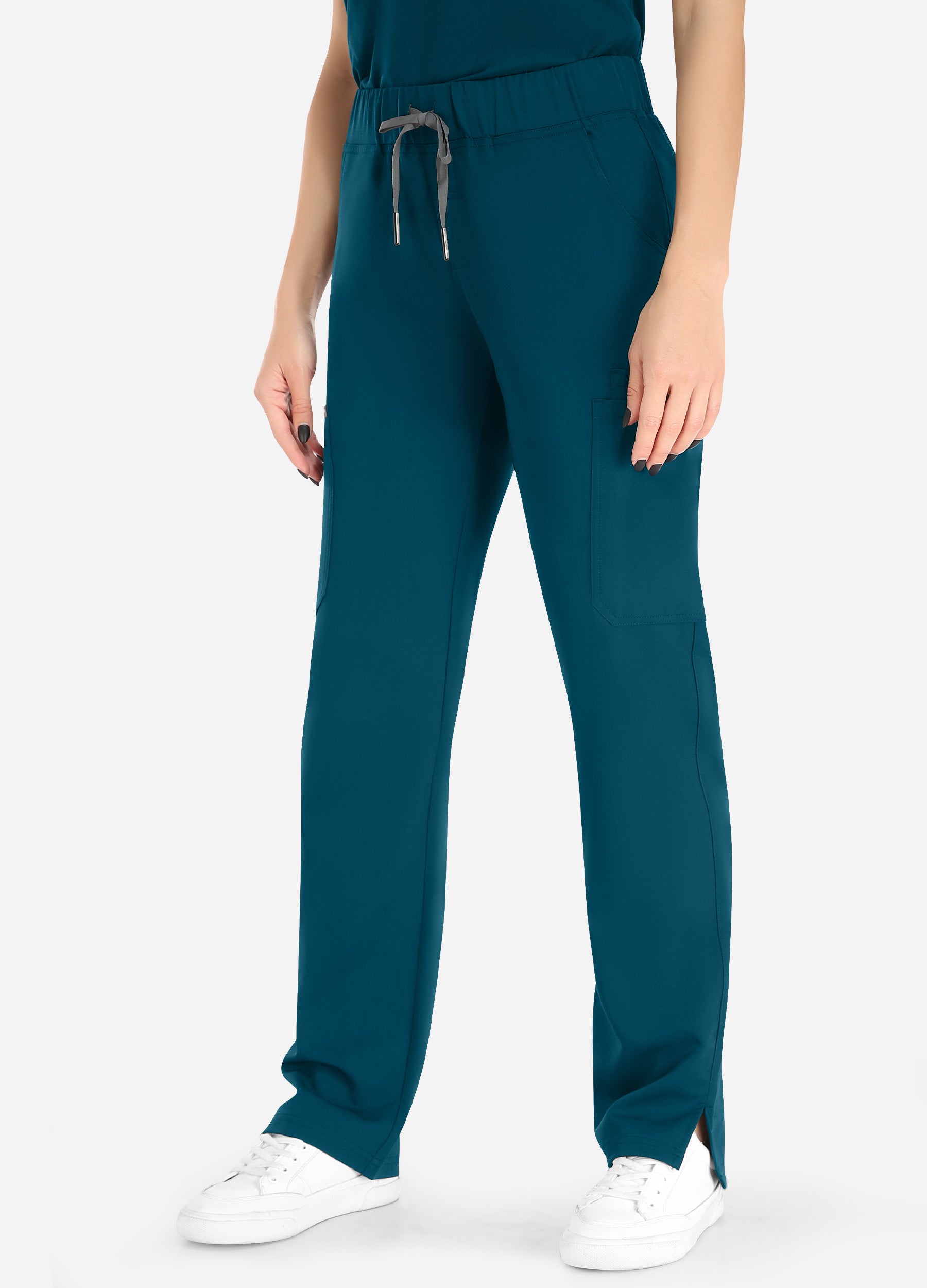 Pantaloni scrub affusolati a 8 tasche da donna