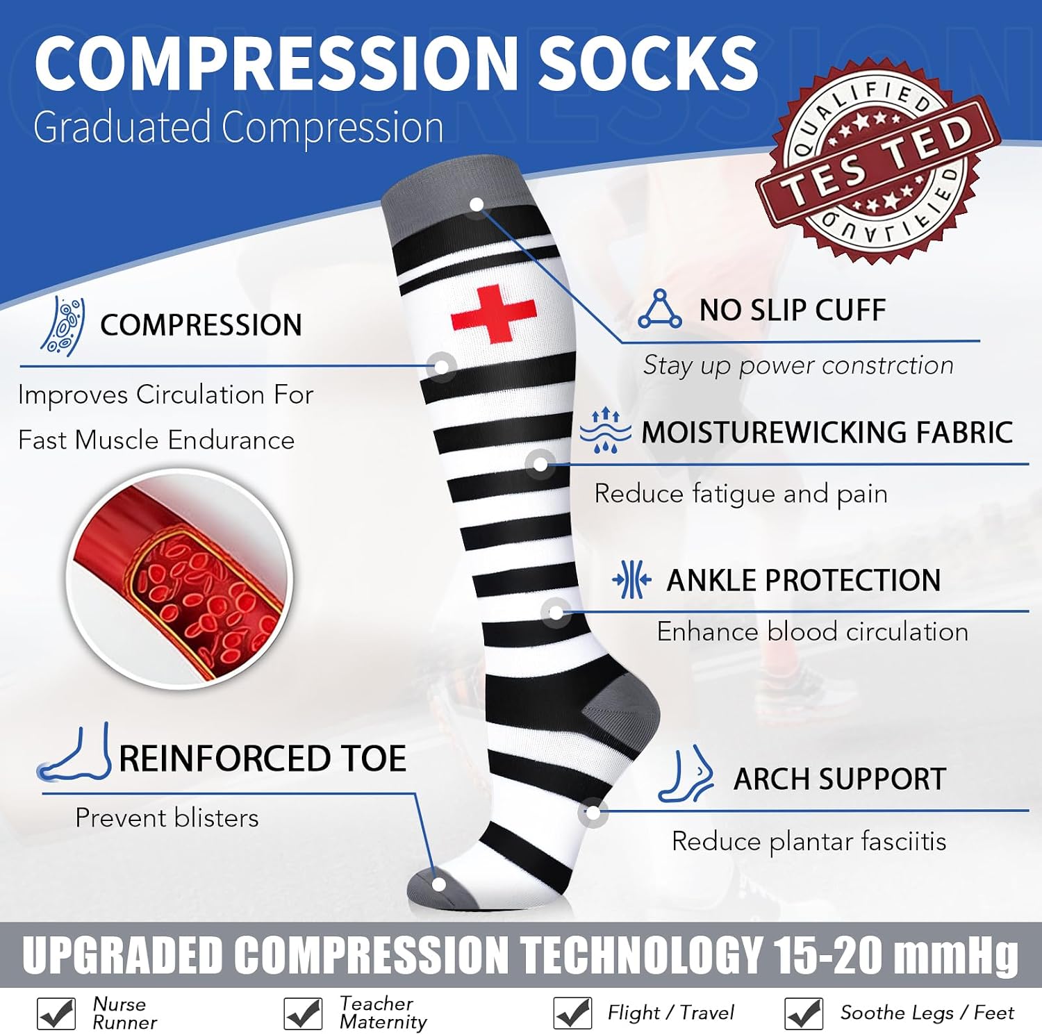Nurses Compression Socks for Women & Men