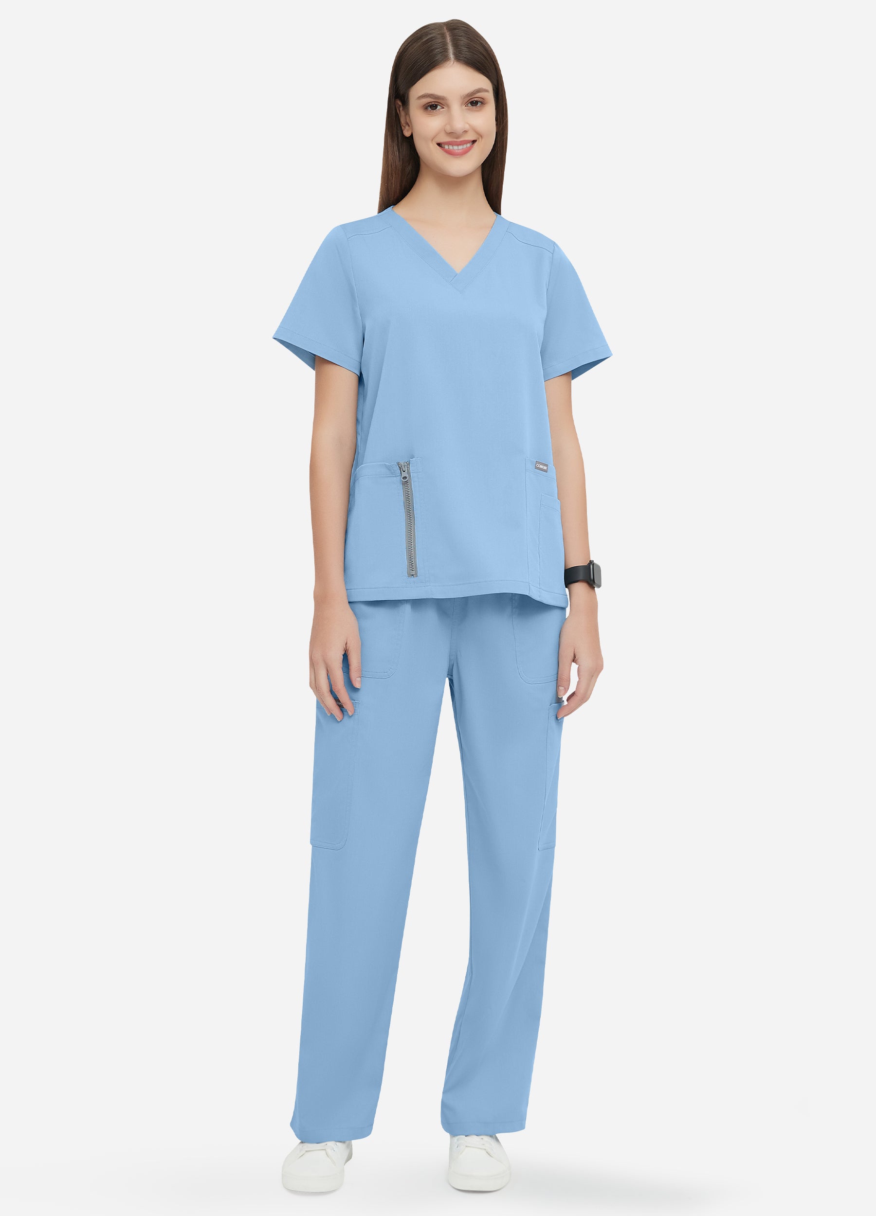 Pantalón médico con 4 bolsillos en la cintura para mujer