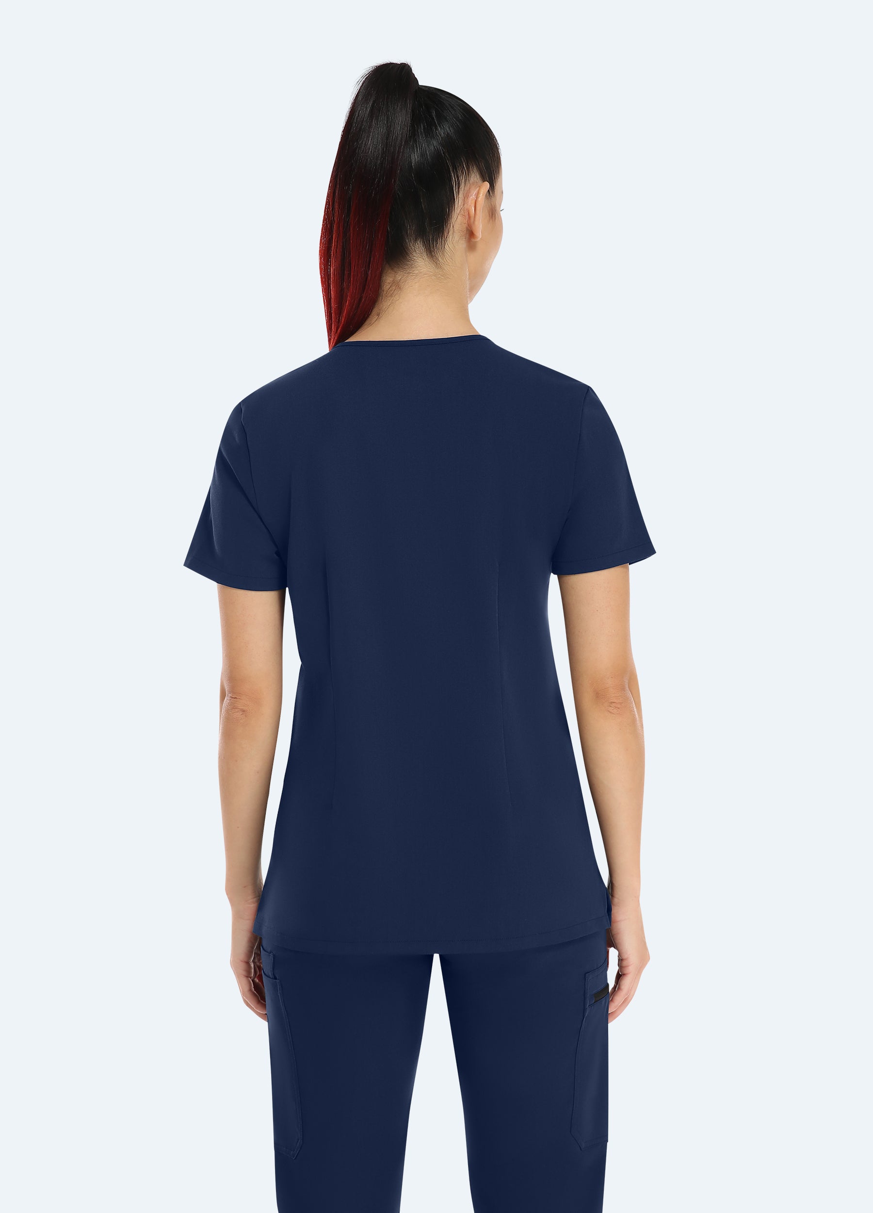 Basic Scrub Top mit 2 Taschen und V-Ausschnitt für Damen