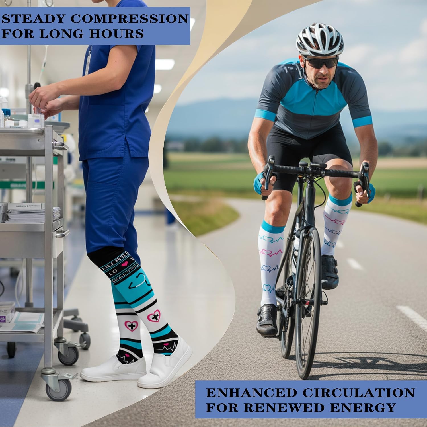Nurses Compression Socks for Women & Men
