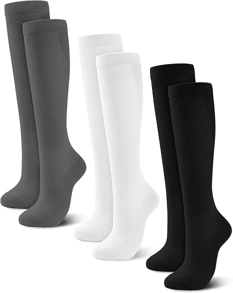 Gray, white and black graduated compression socks by COMENII