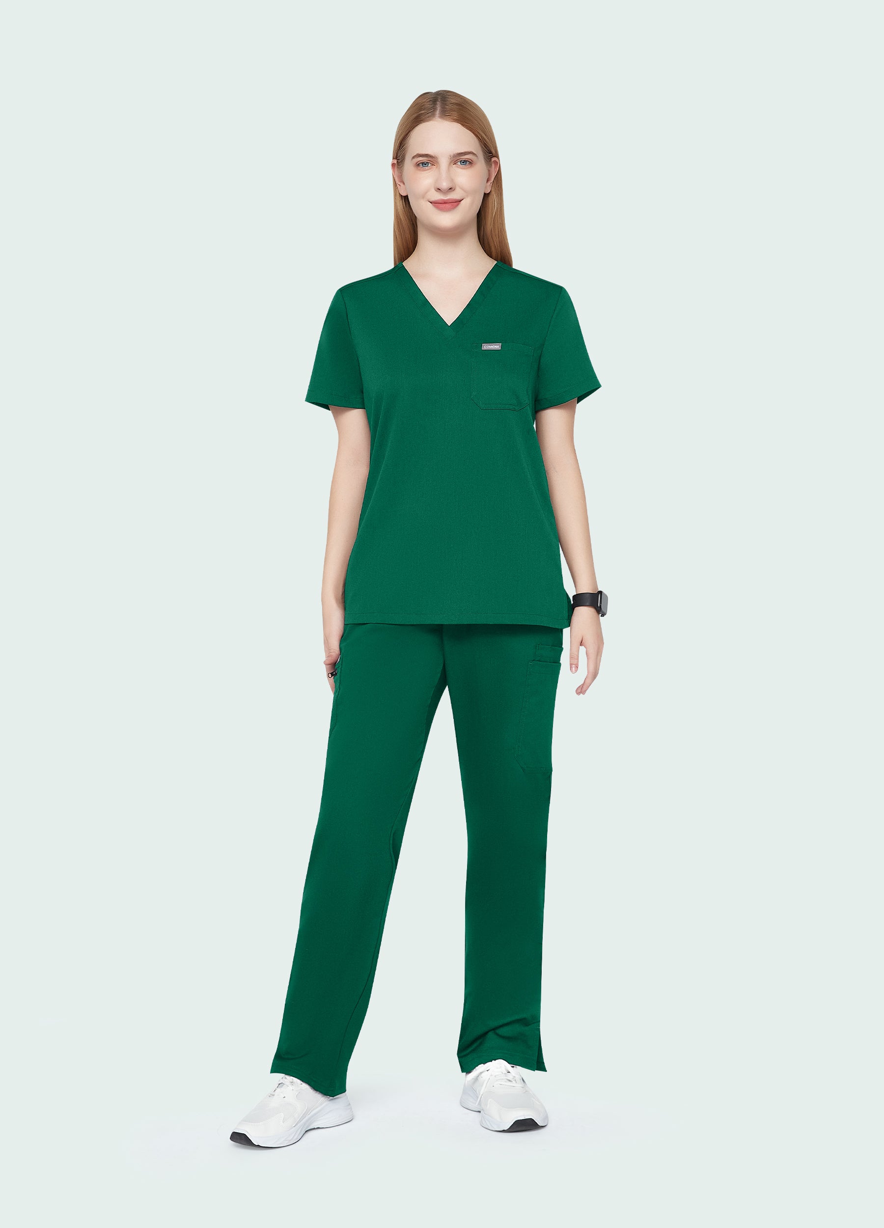 Conjunto médico moderno de 9 bolsillos para mujer