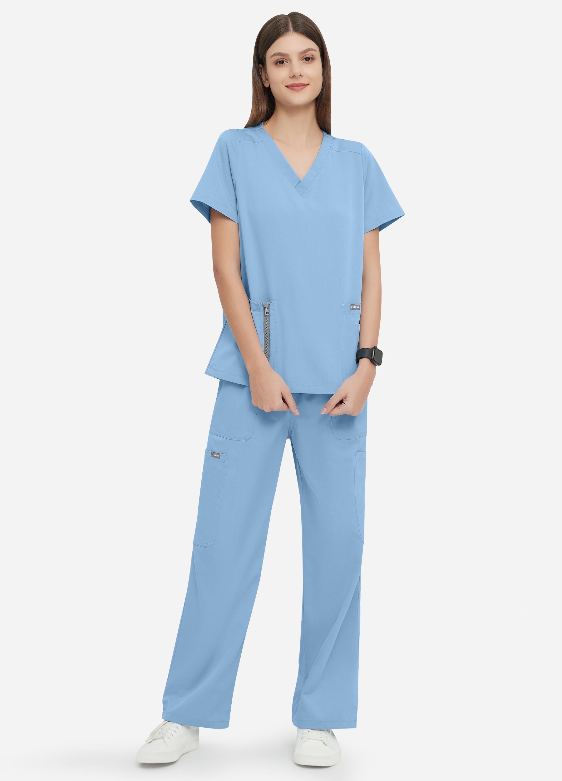 Conjunto médico de moda de 7 bolsillos para mujer