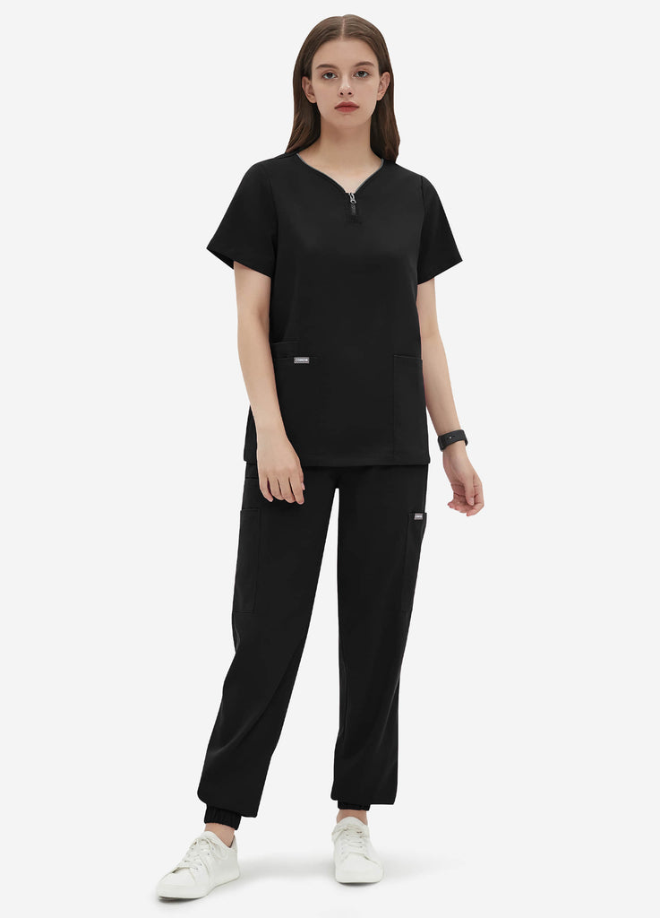 StyleFlex™ V-neck Zipper Scrub Top