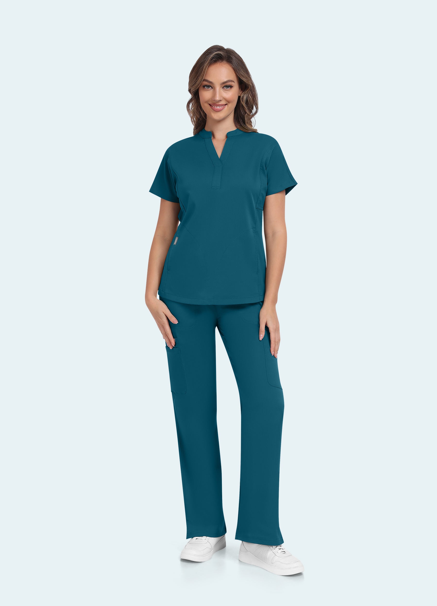 ProEase™ 2-Pocket Collar Scrub Top