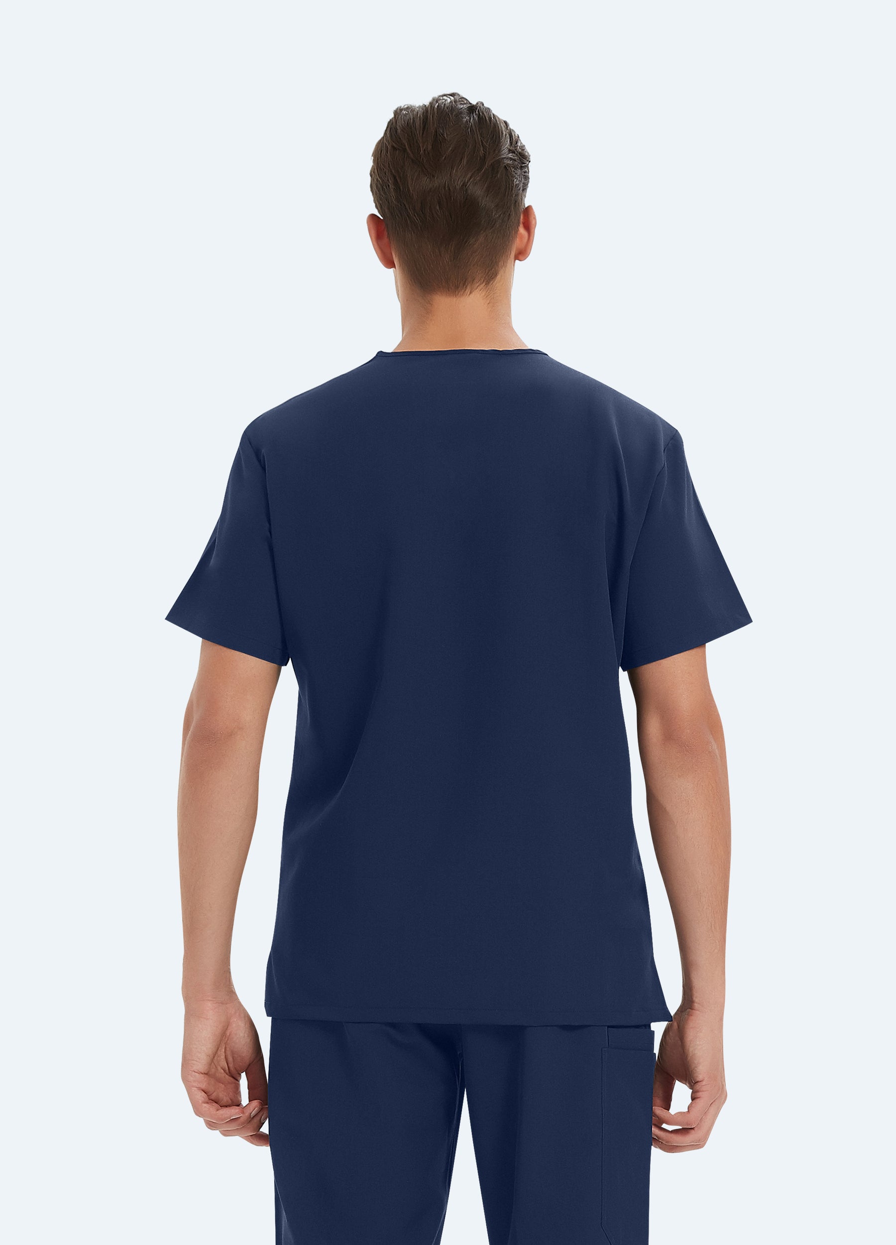 Blusa médica a medida con escote en V y 3 bolsillos para hombre