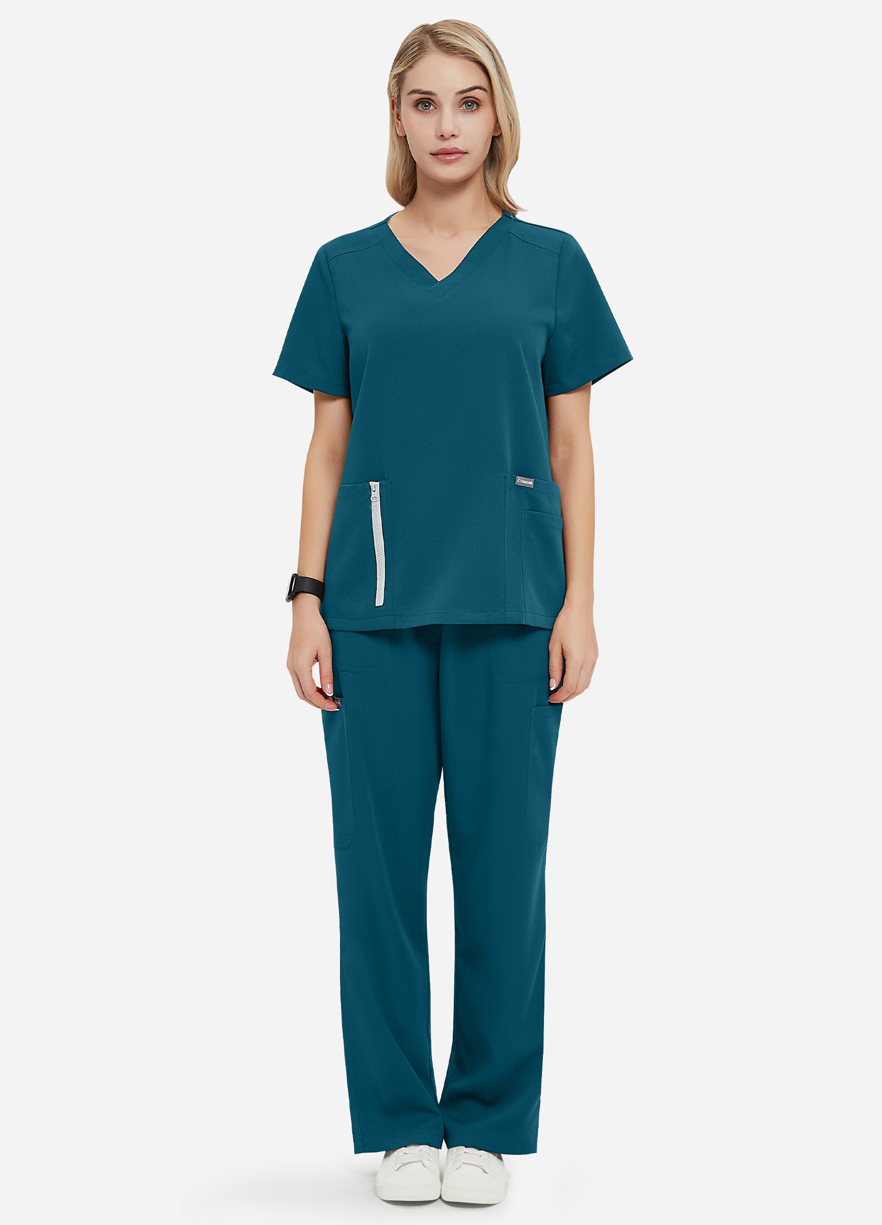 Pantalón médico con 4 bolsillos en la cintura para mujer