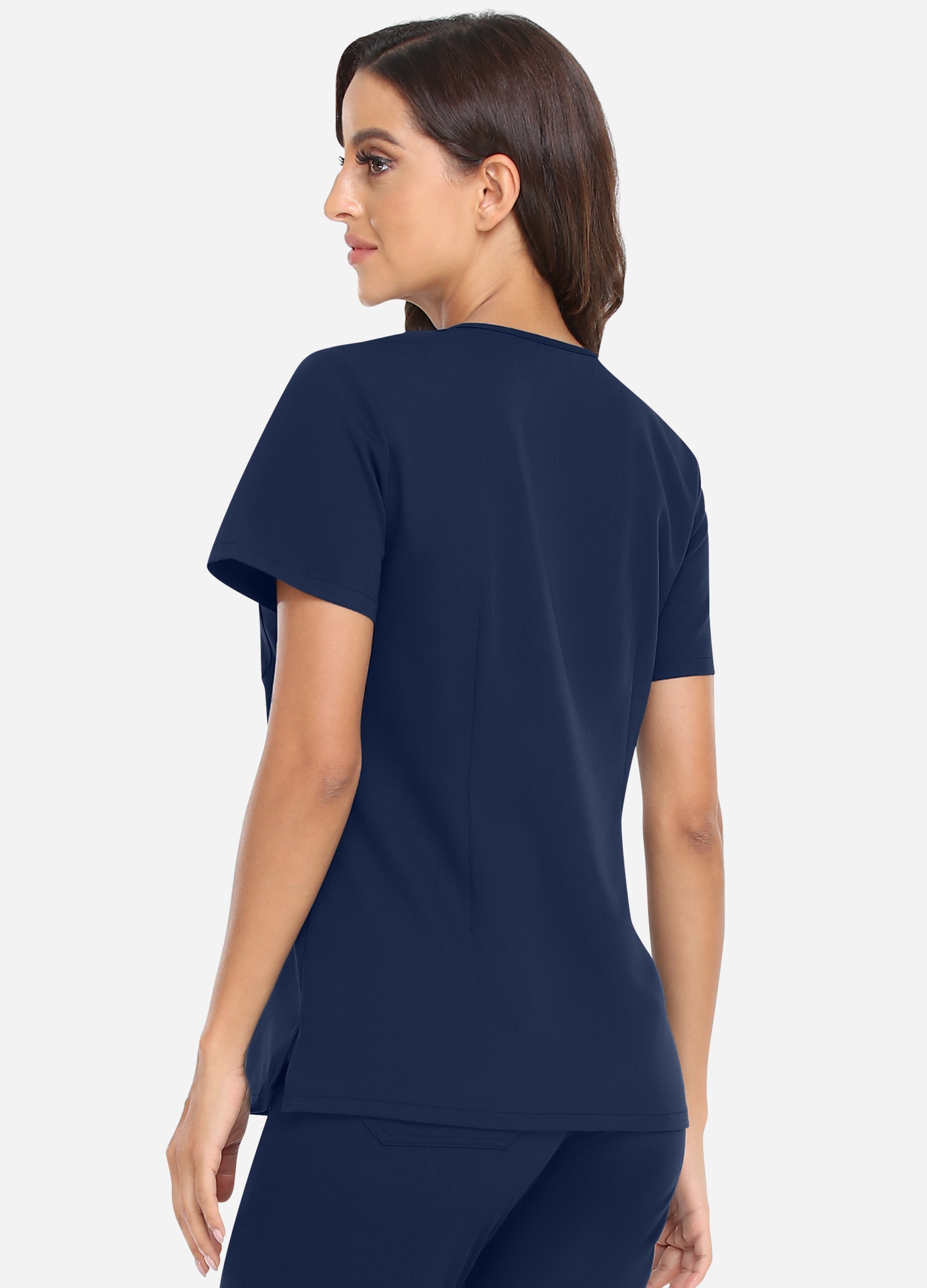Blusa médica moderna con 1 bolsillo para mujer