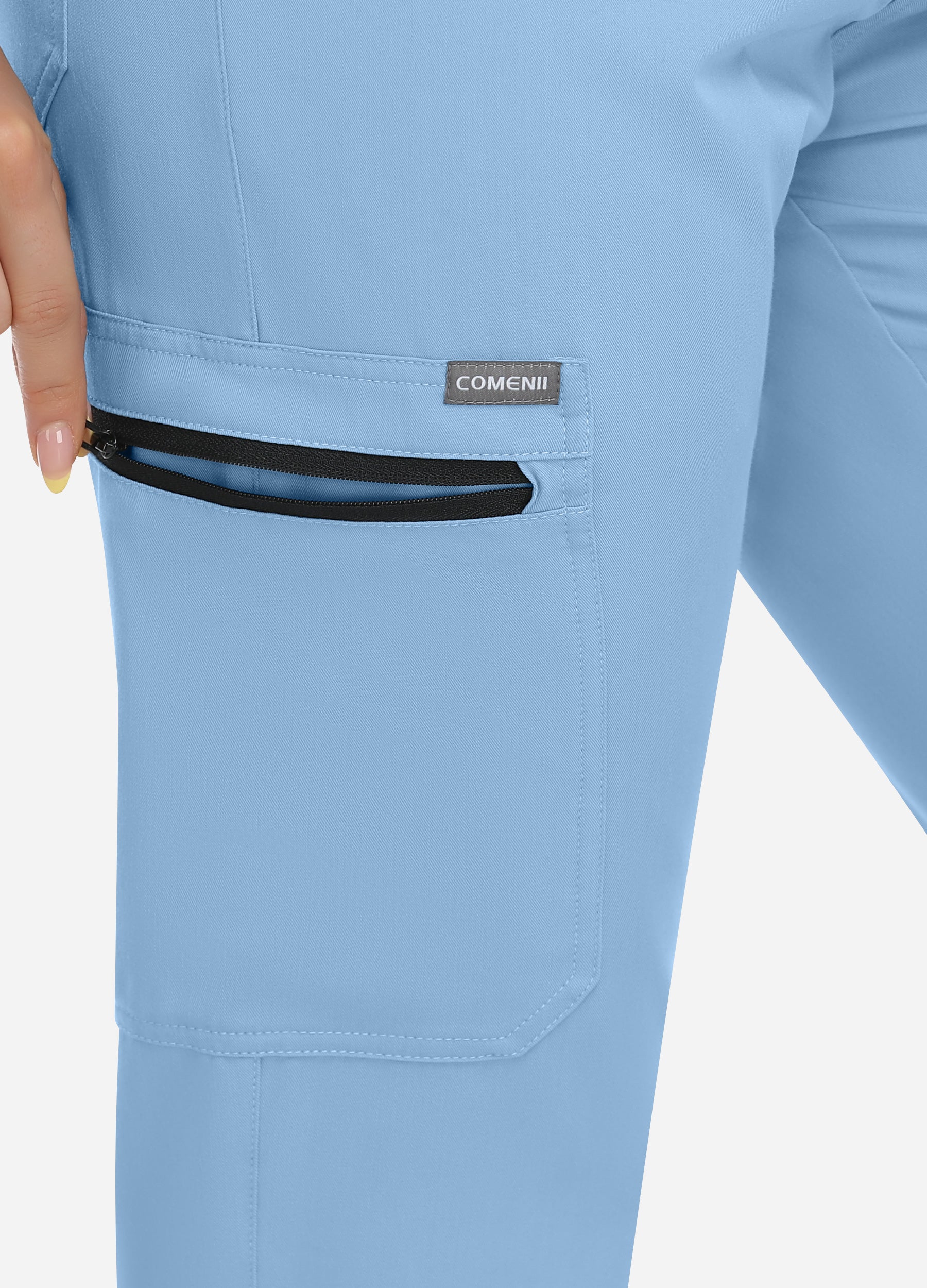 Pantalón médico cónico de 8 bolsillos para mujer