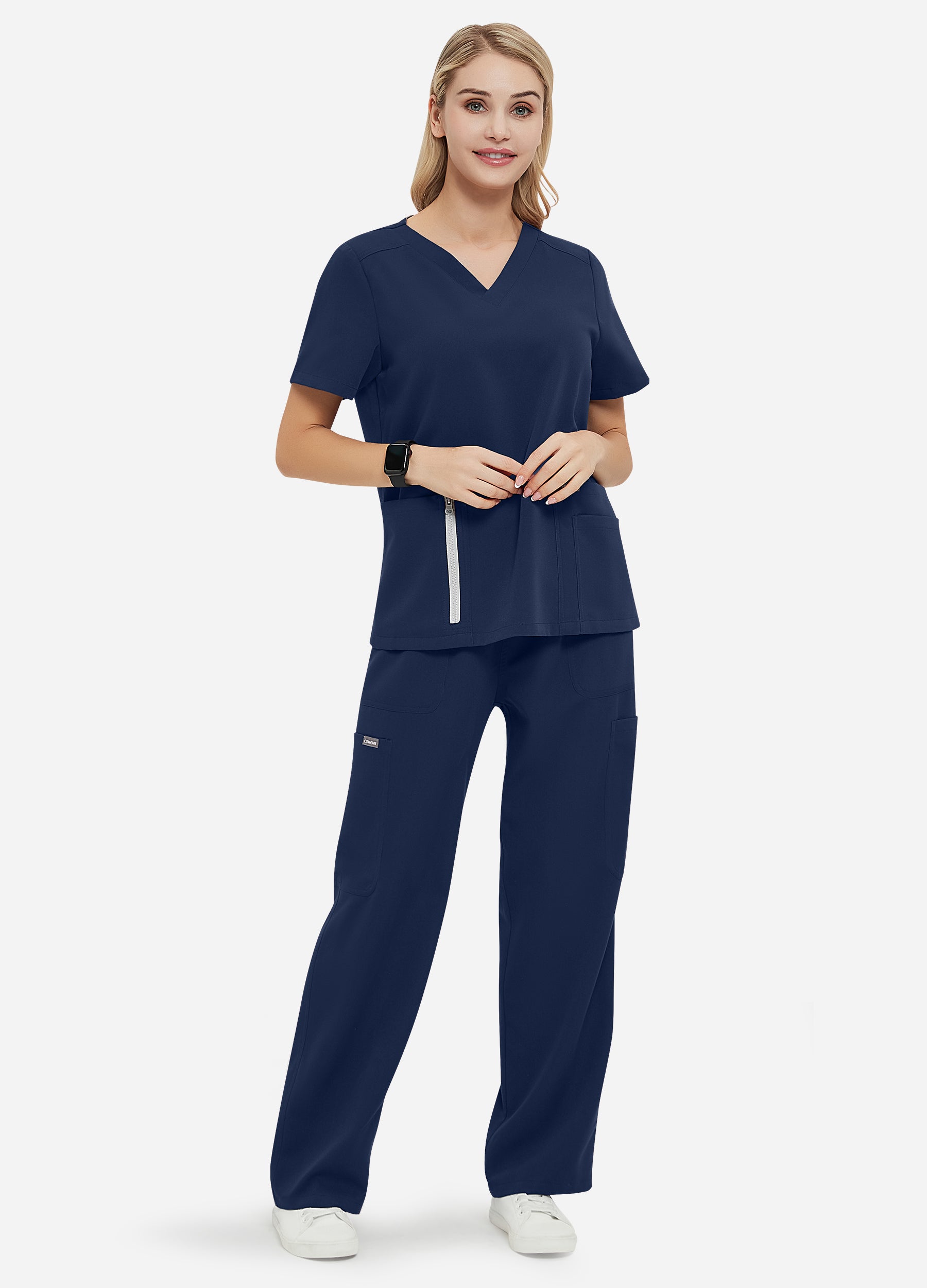 Conjunto médico de moda de 7 bolsillos para mujer