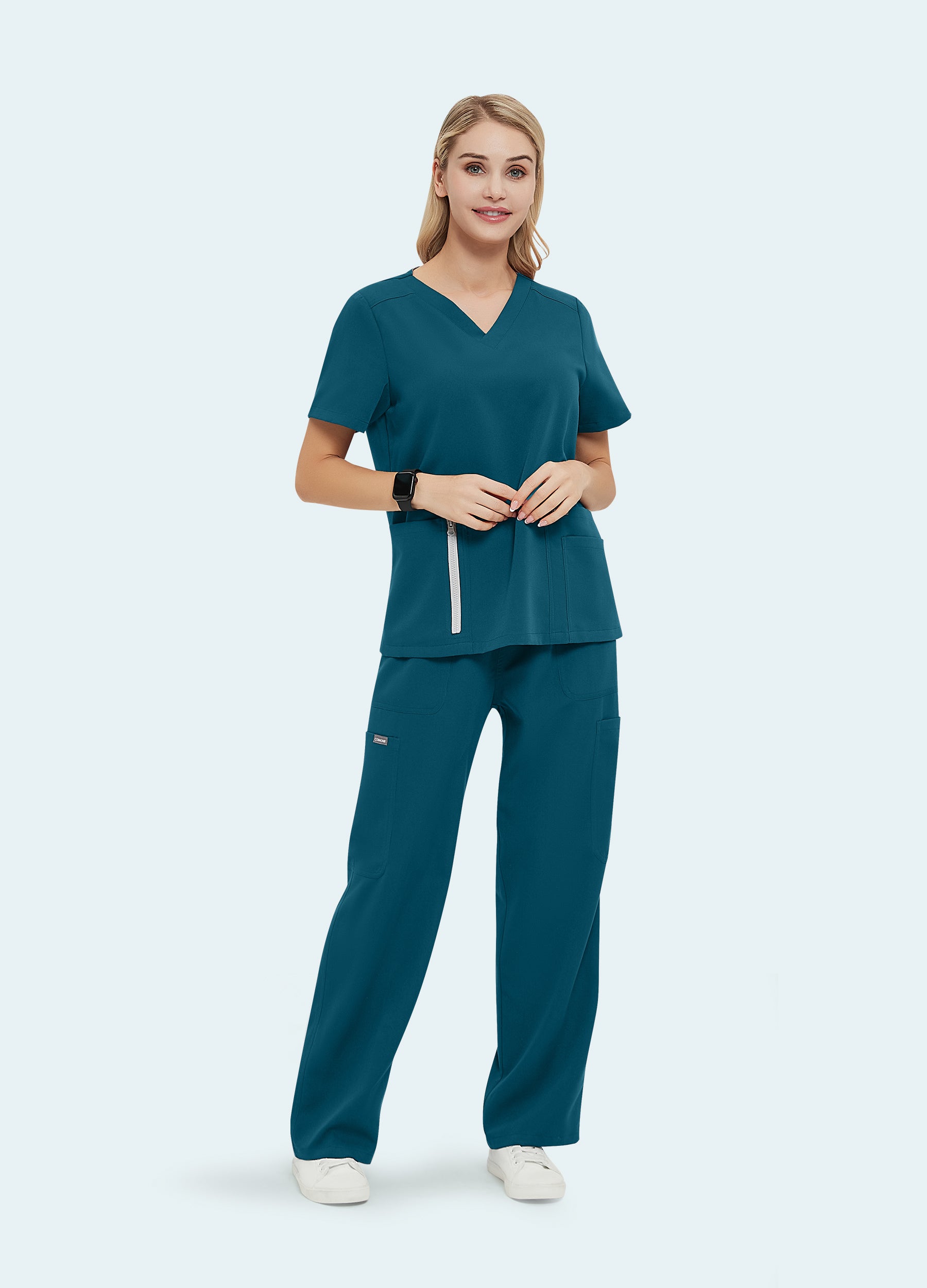 Conjunto médico de moda de 7 bolsillos para mujer