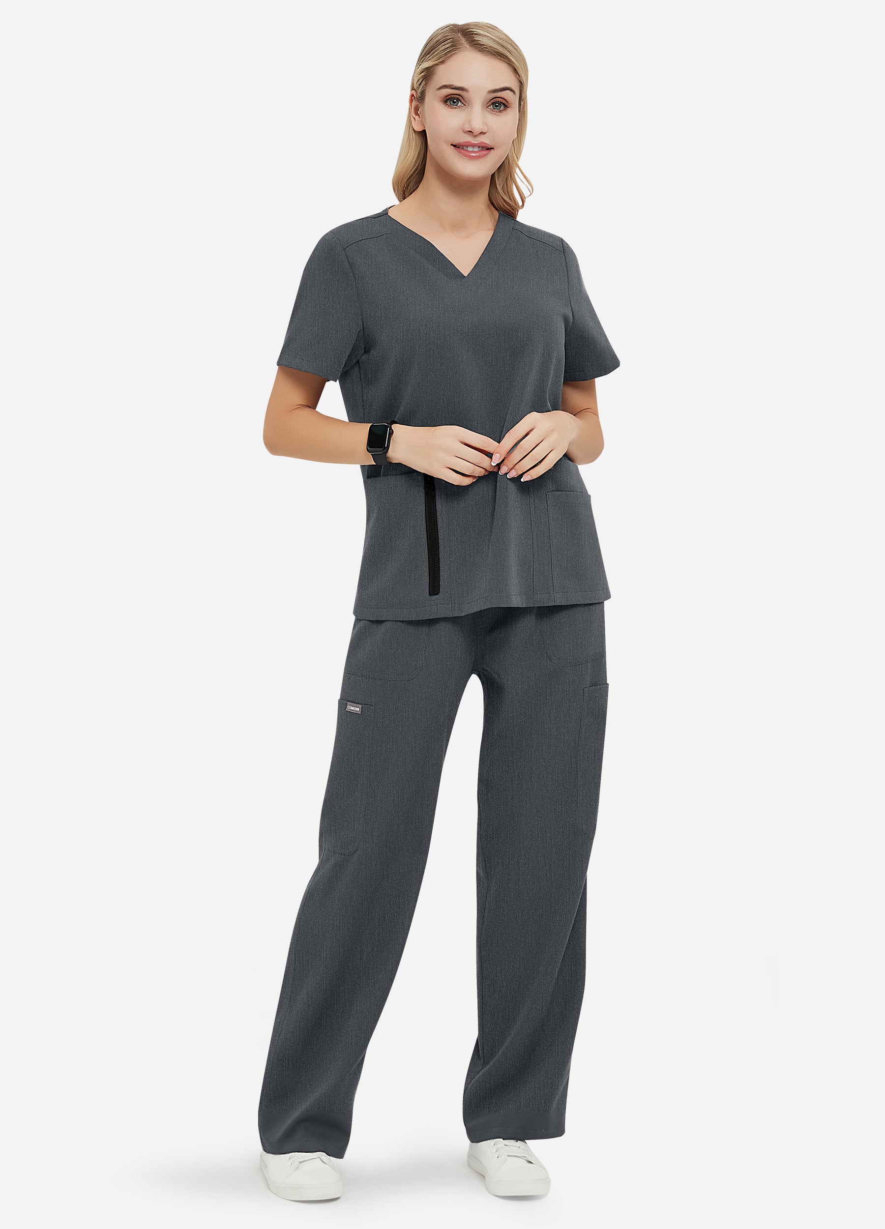 Conjunto médico de moda de 7 bolsillos para mujer