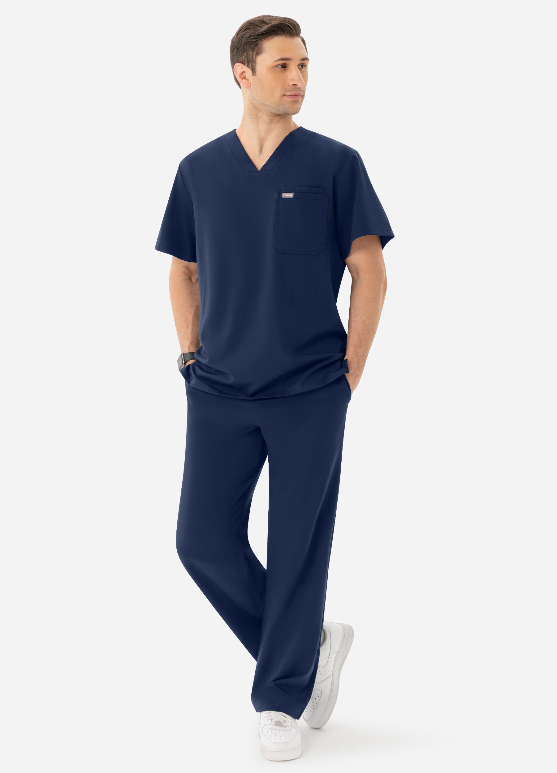 Ensemble de gommage à col en V à 6 poches pour homme