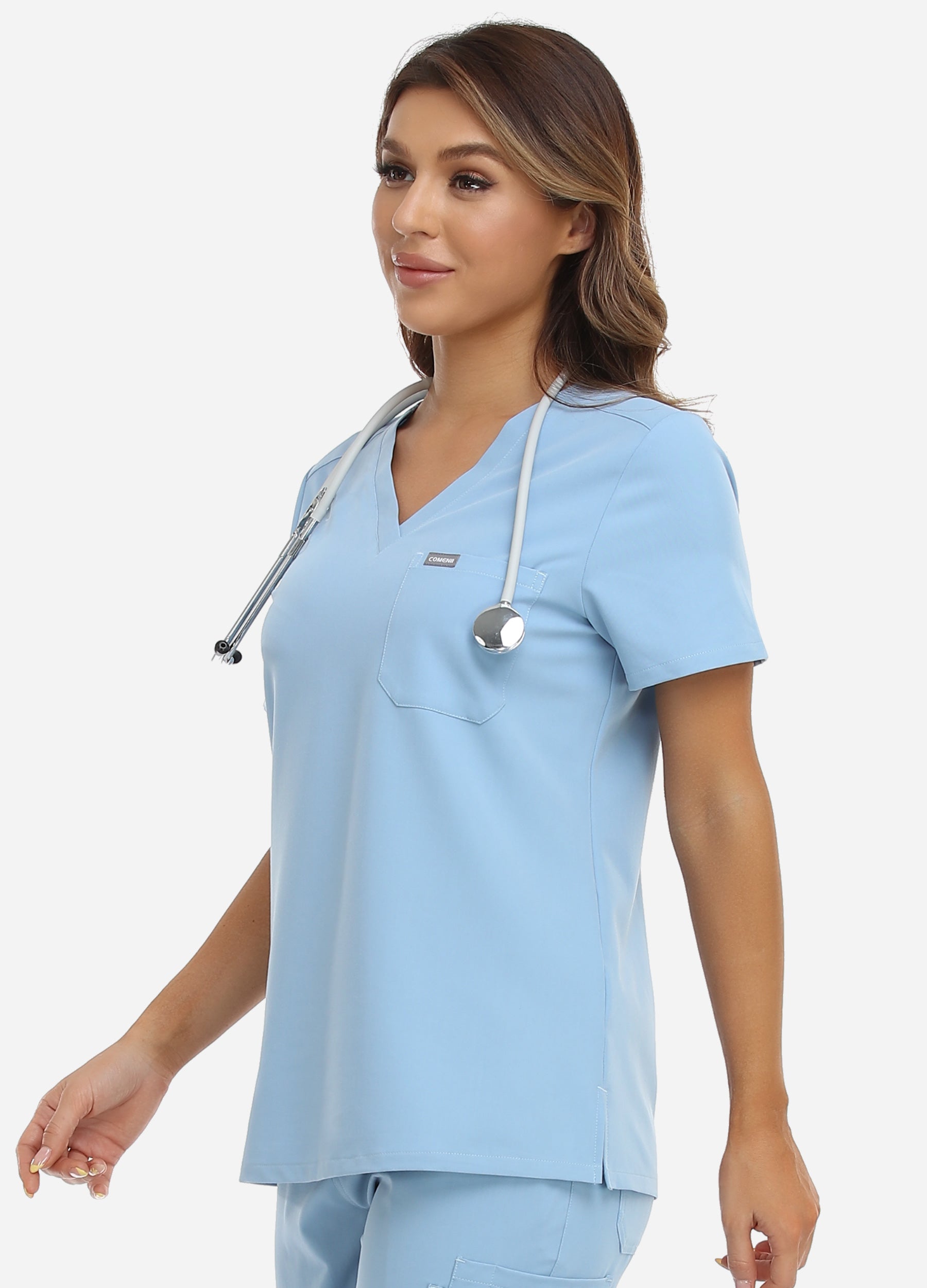 Haut d'uniforme médical moderne à 1 poche pour femme